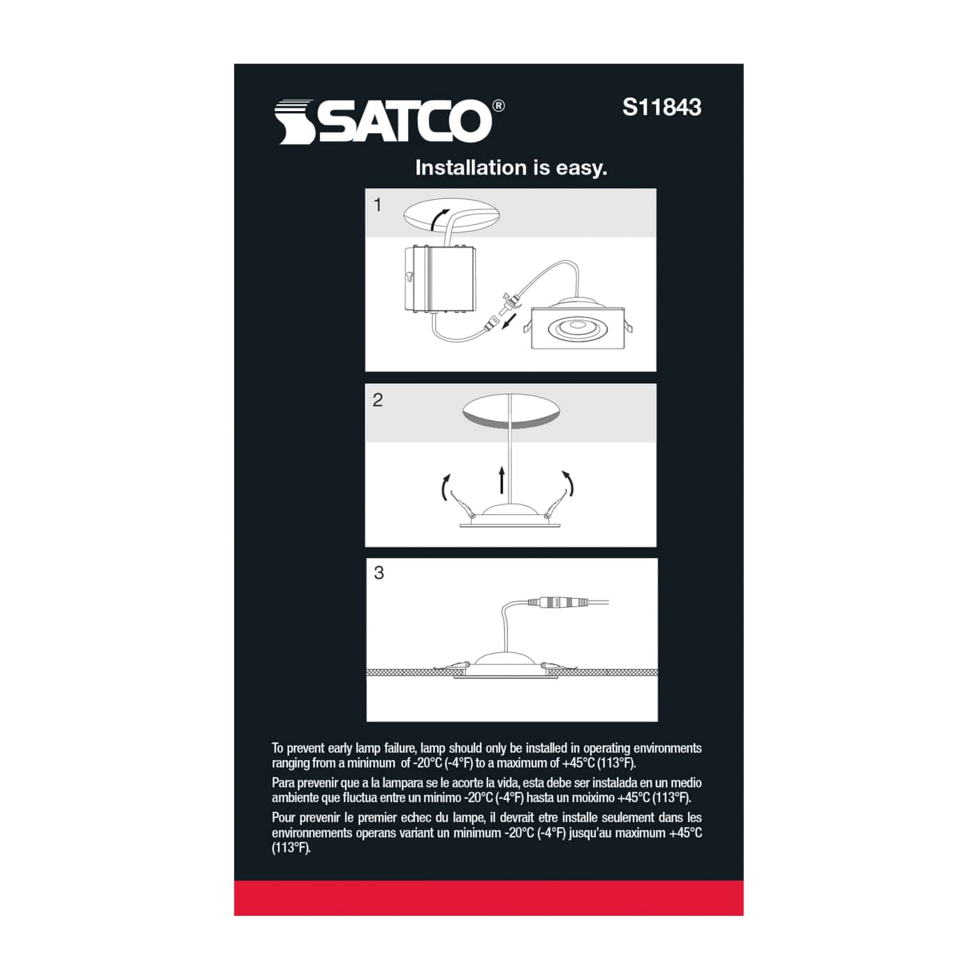 9WLED/GBL/4/CCT/SQ/BLK - S11843