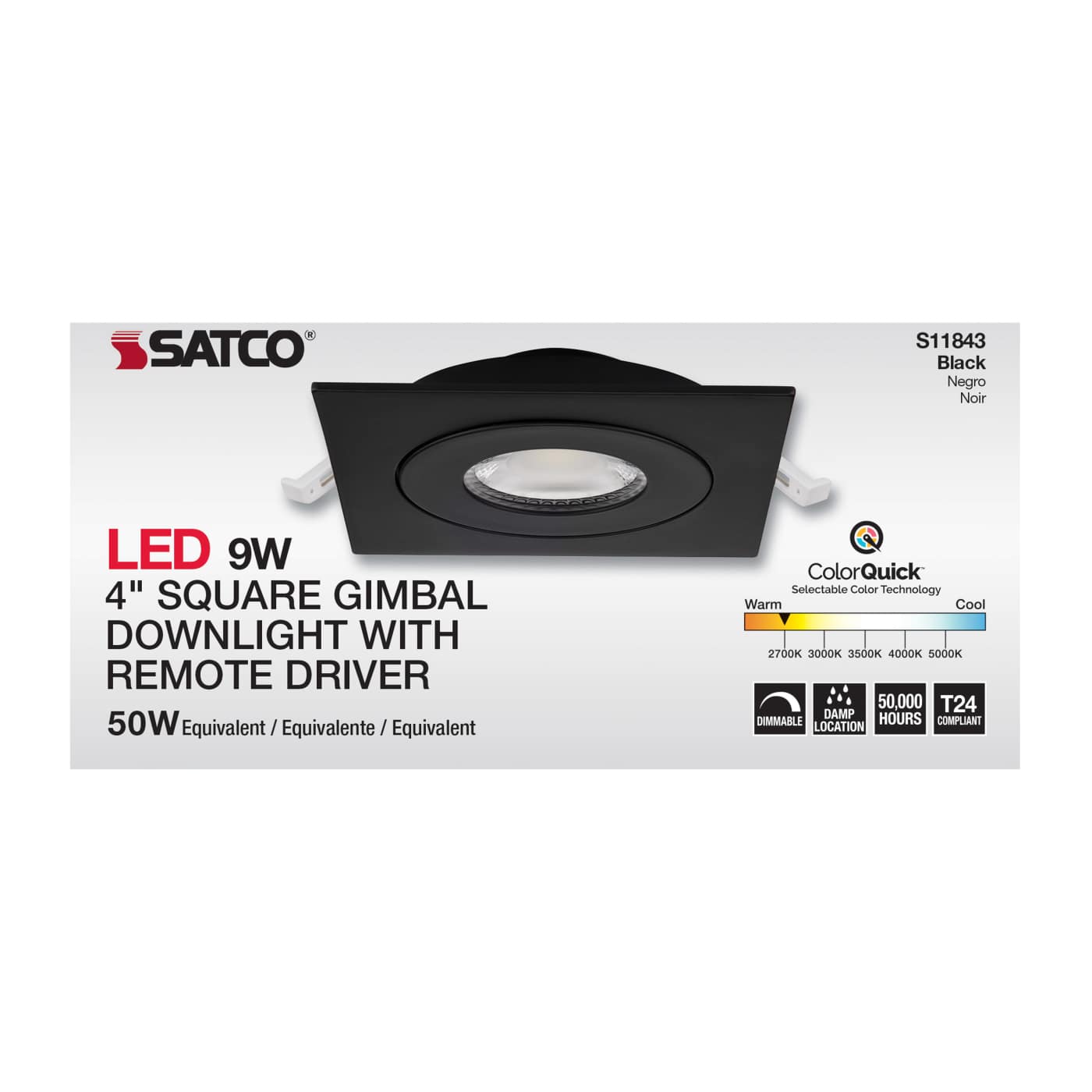9WLED/GBL/4/CCT/SQ/BLK - S11843