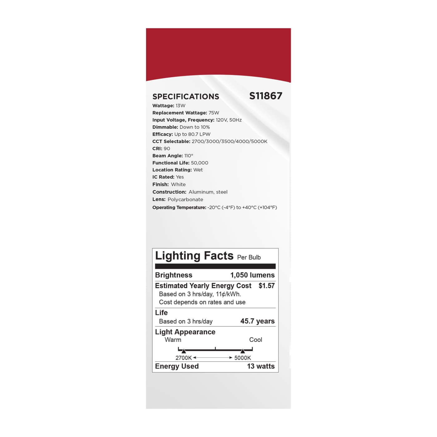 13WLED/6/FR/CCT/SLF/RD/STB/RND - S11867