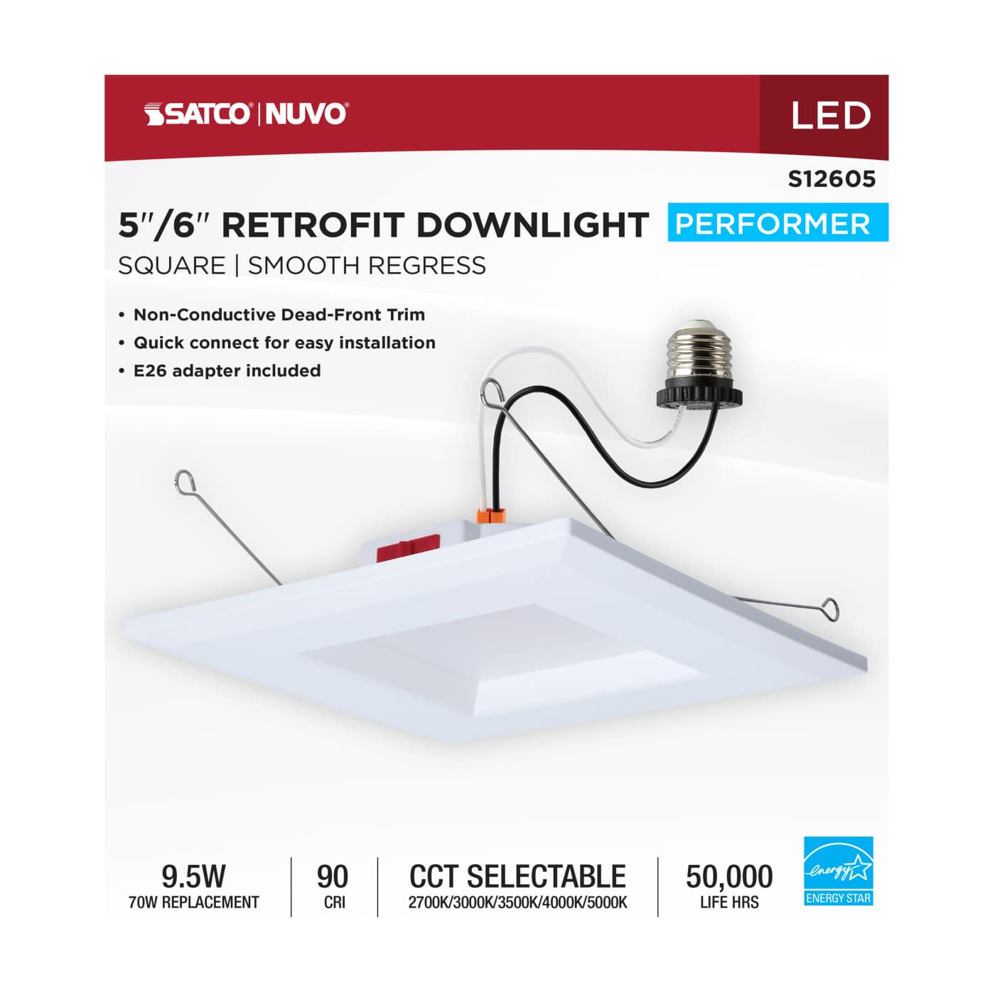 10WLED/DLR/5-6/5CCT/E/SQ/WH - S12605