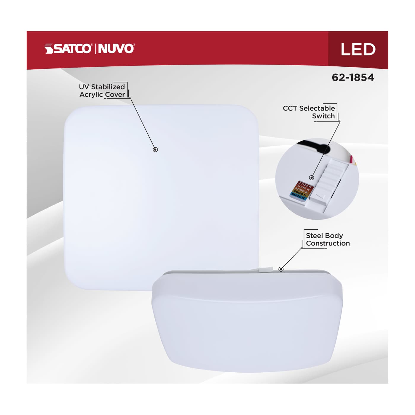 11" SQUARE LED CLOUD FIXTURE - 62-1854