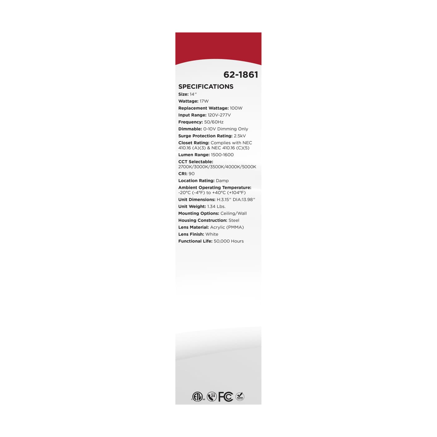 14" LED CLOUD 120/277V 0-10V - 62-1861