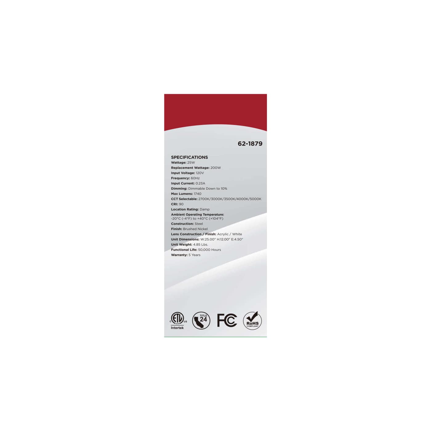 LED GLAMOUR BN 25" LINEAR - 62-1879
