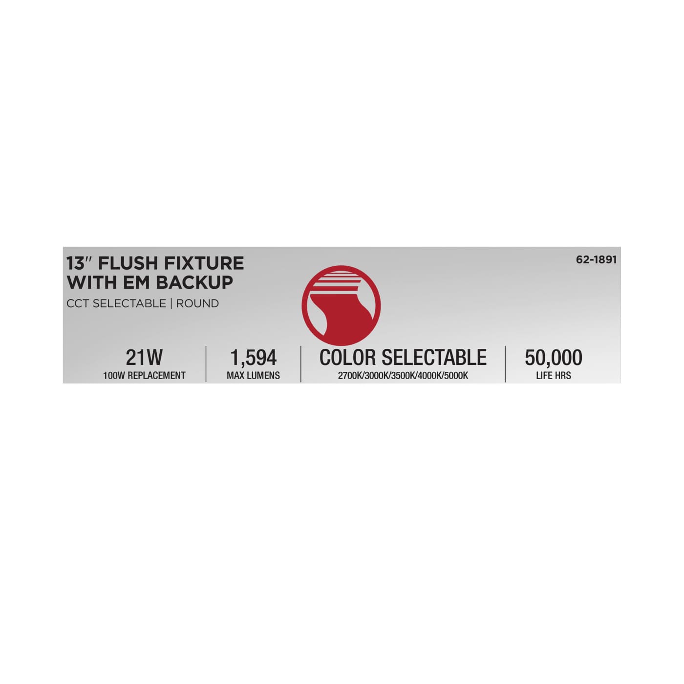LED EM 13" GLAMOUR FLUSH - 62-1891