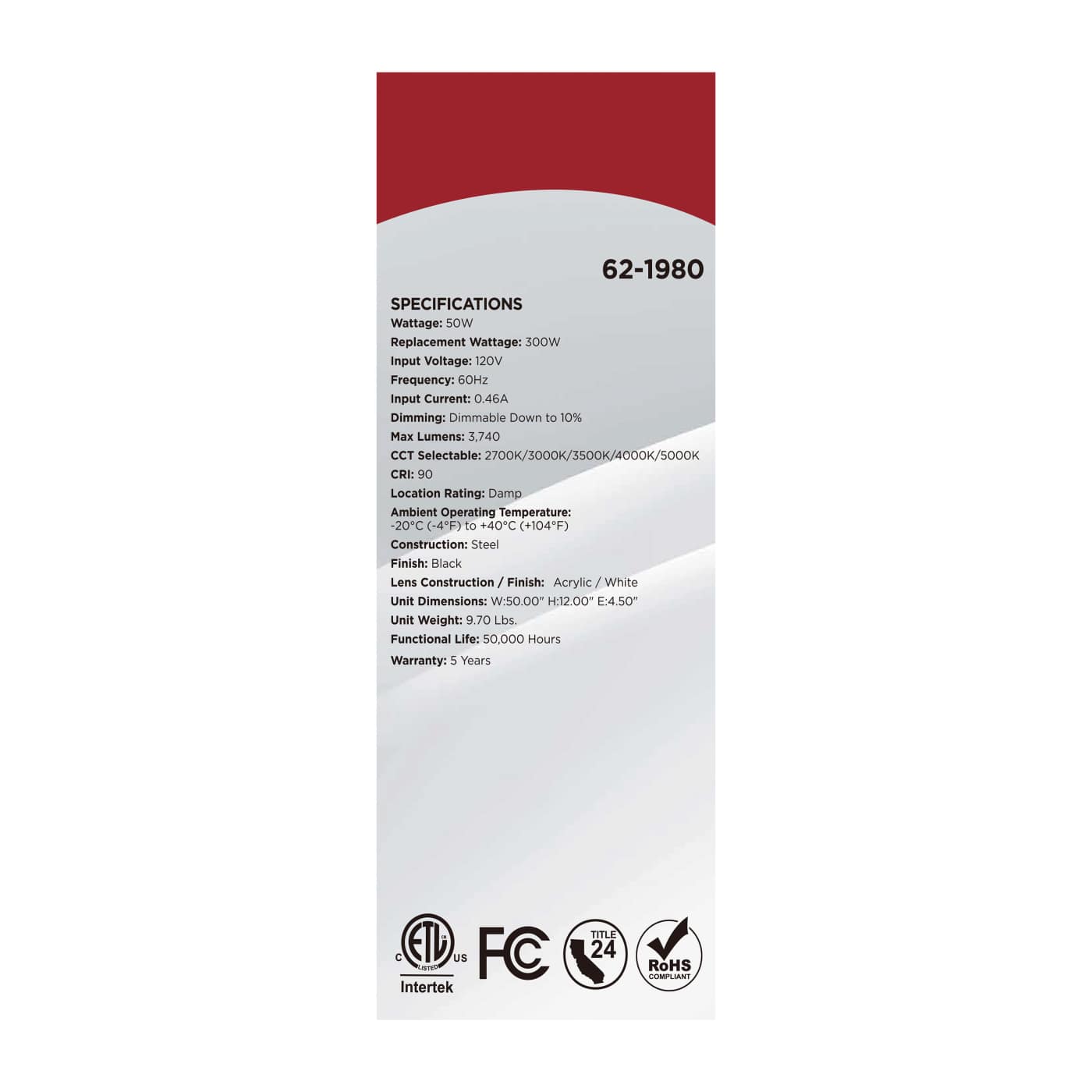LED GLAMOUR BL 50" LINEAR - 62-1980