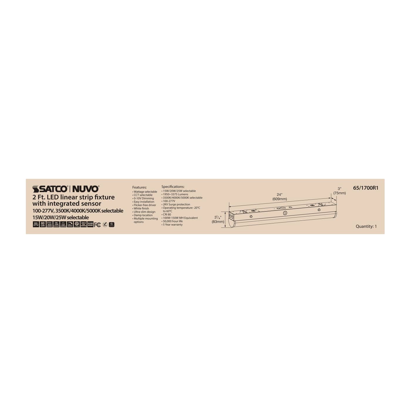 2' LINEAR STRIP W/SENSOR - 65-1700R1