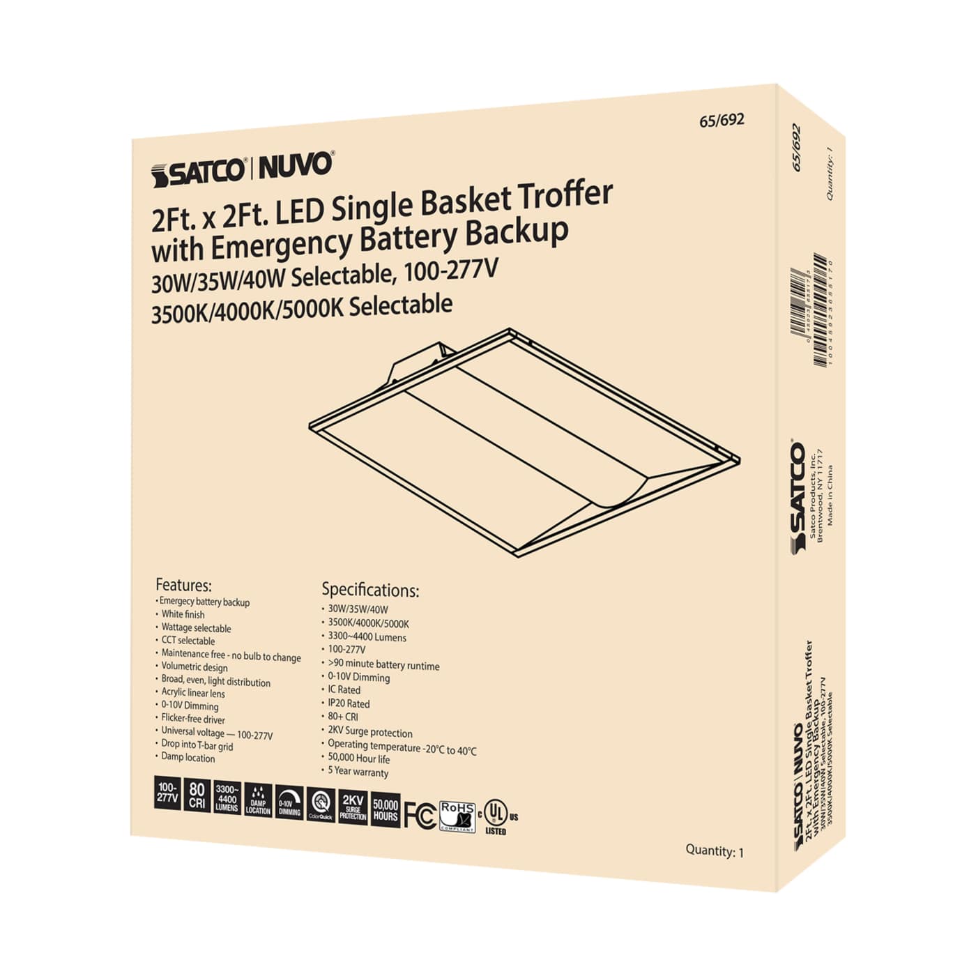 2X2 EM SINGLE BASKET TROFFER - 65-692