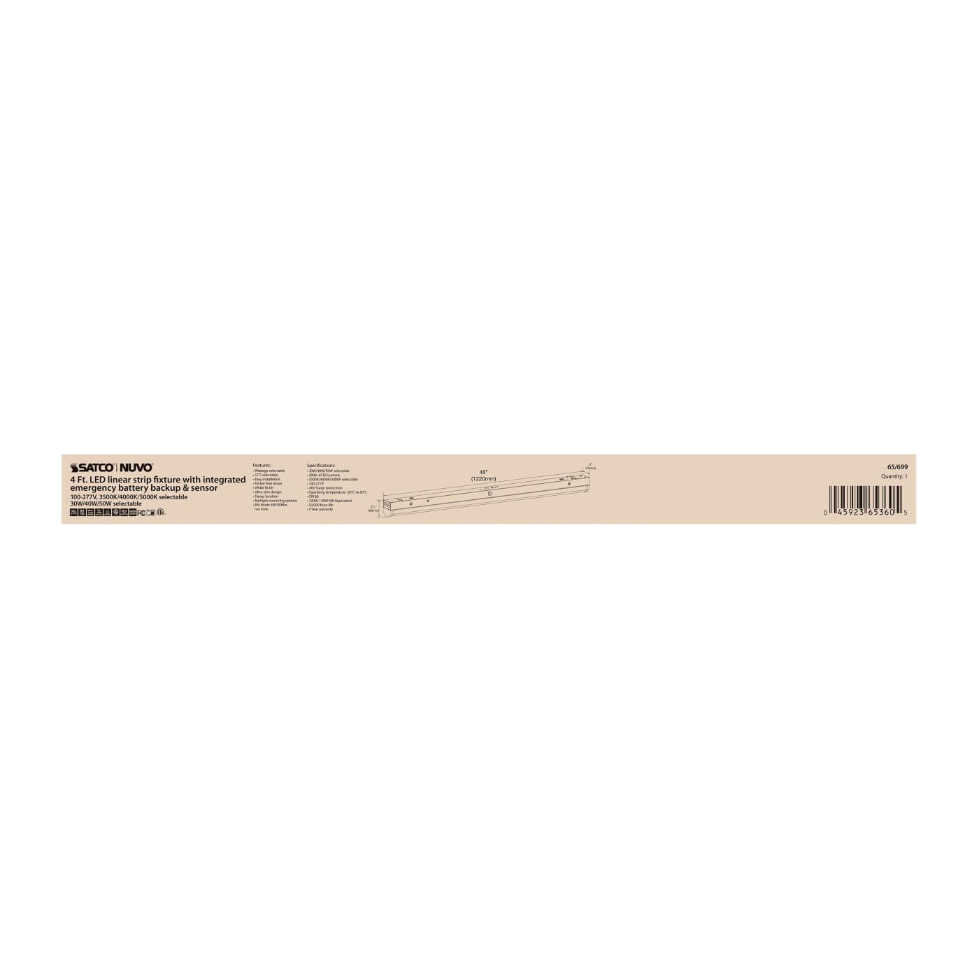 4' LINEAR STRIP W/ EM & SENSOR - 65-699