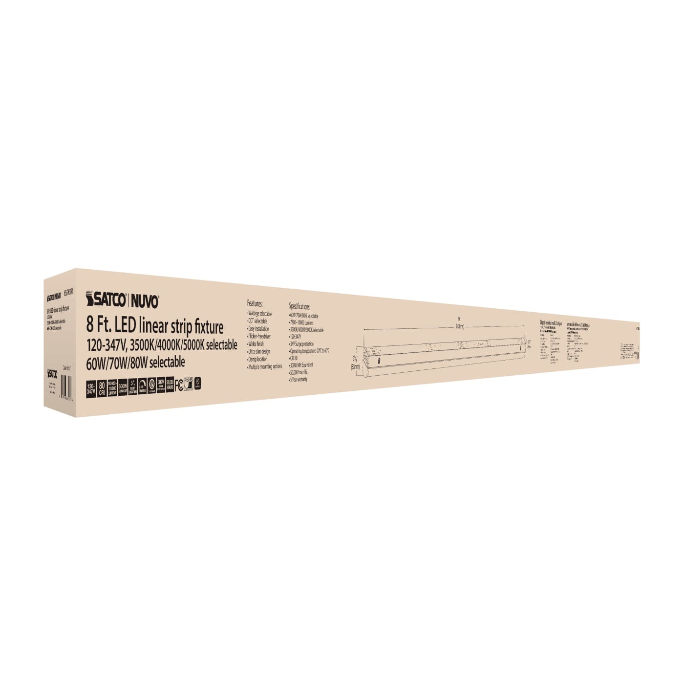 8' LINEAR STRIP WHITE FINISH - 65-703R1