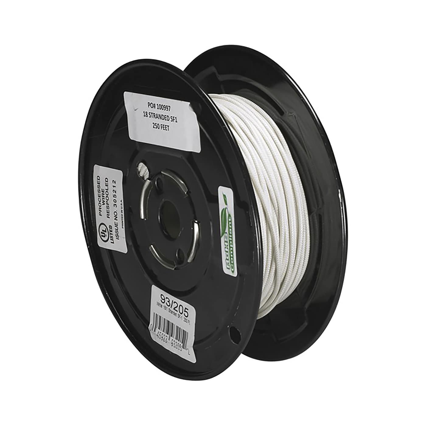 WHITE 18/1 SF1 STRANDED 250' - 93-205