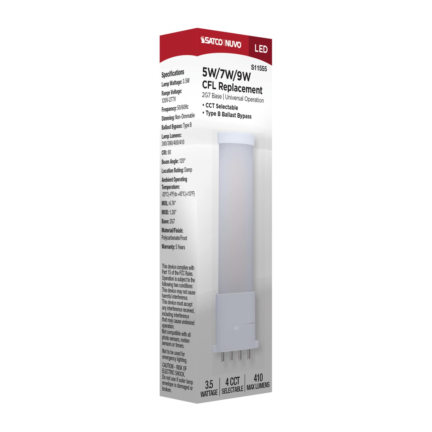 3.5W/LED/CFL/CCT/2G7/BP - S11555