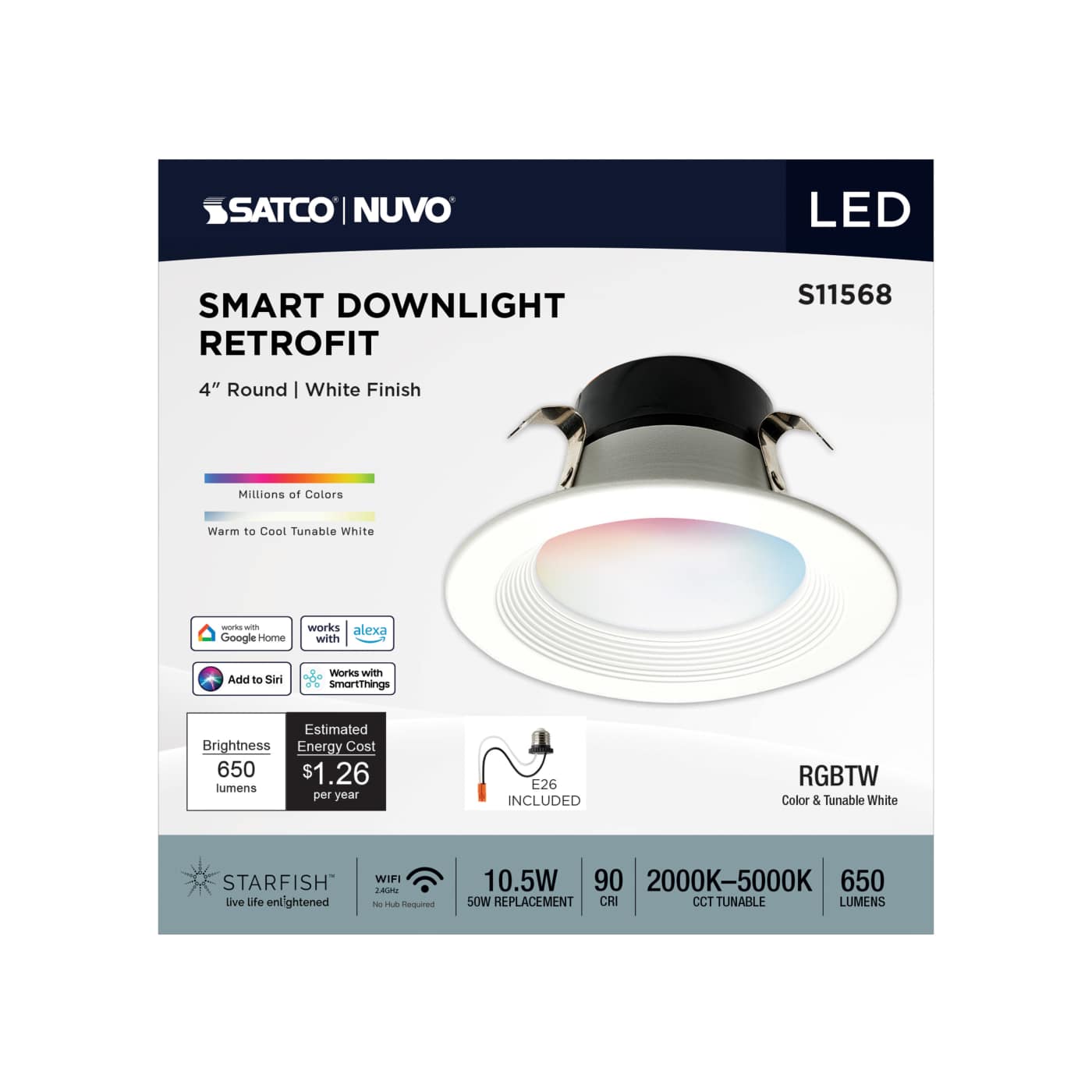 10.5WLED/RDL/4/RGBTW/RND/WH - S11568