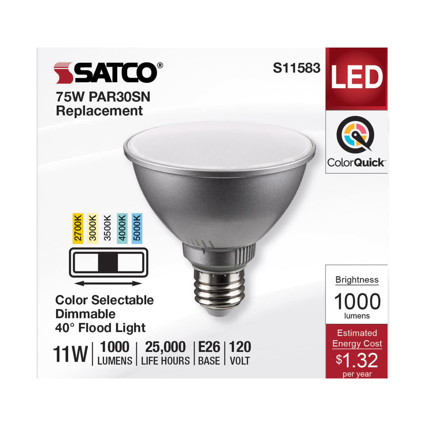 11PAR30SN/LED/5CCT/FL/120V - S11583