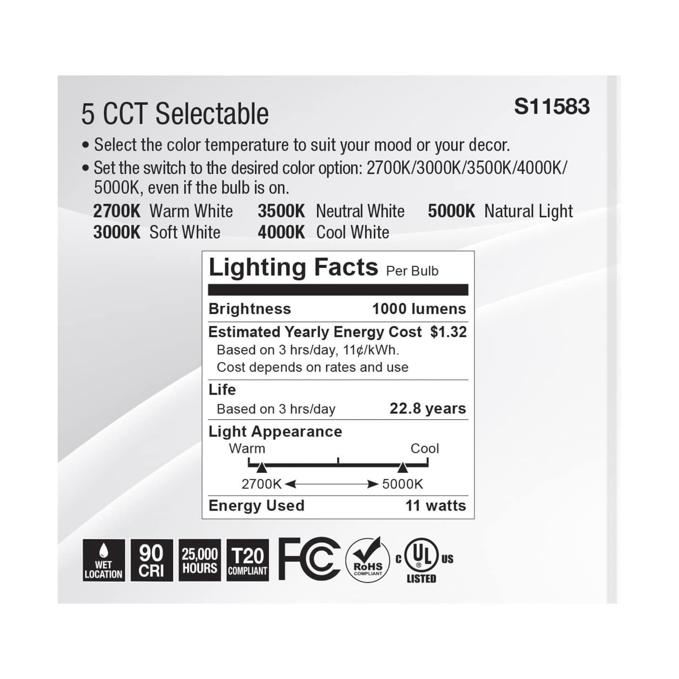 11PAR30SN/LED/5CCT/FL/120V - S11583