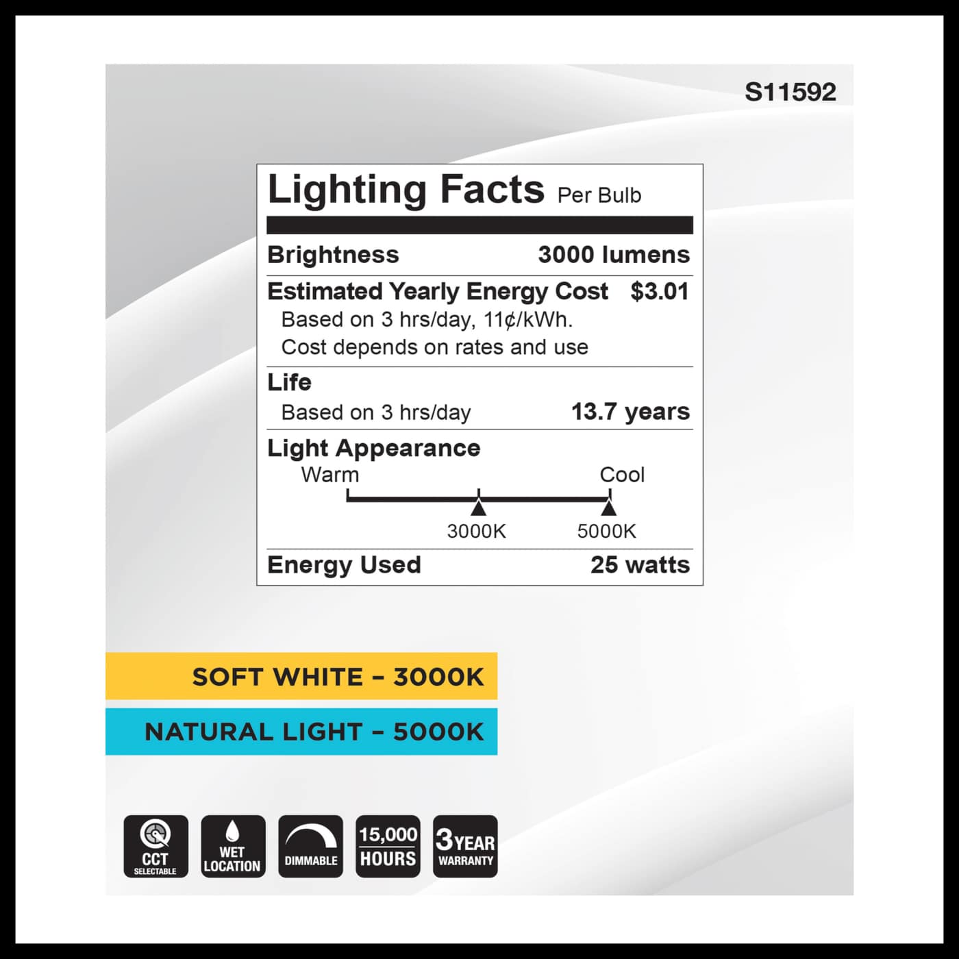 25PAR38/LED/2CCT/FL40/120V - S11592