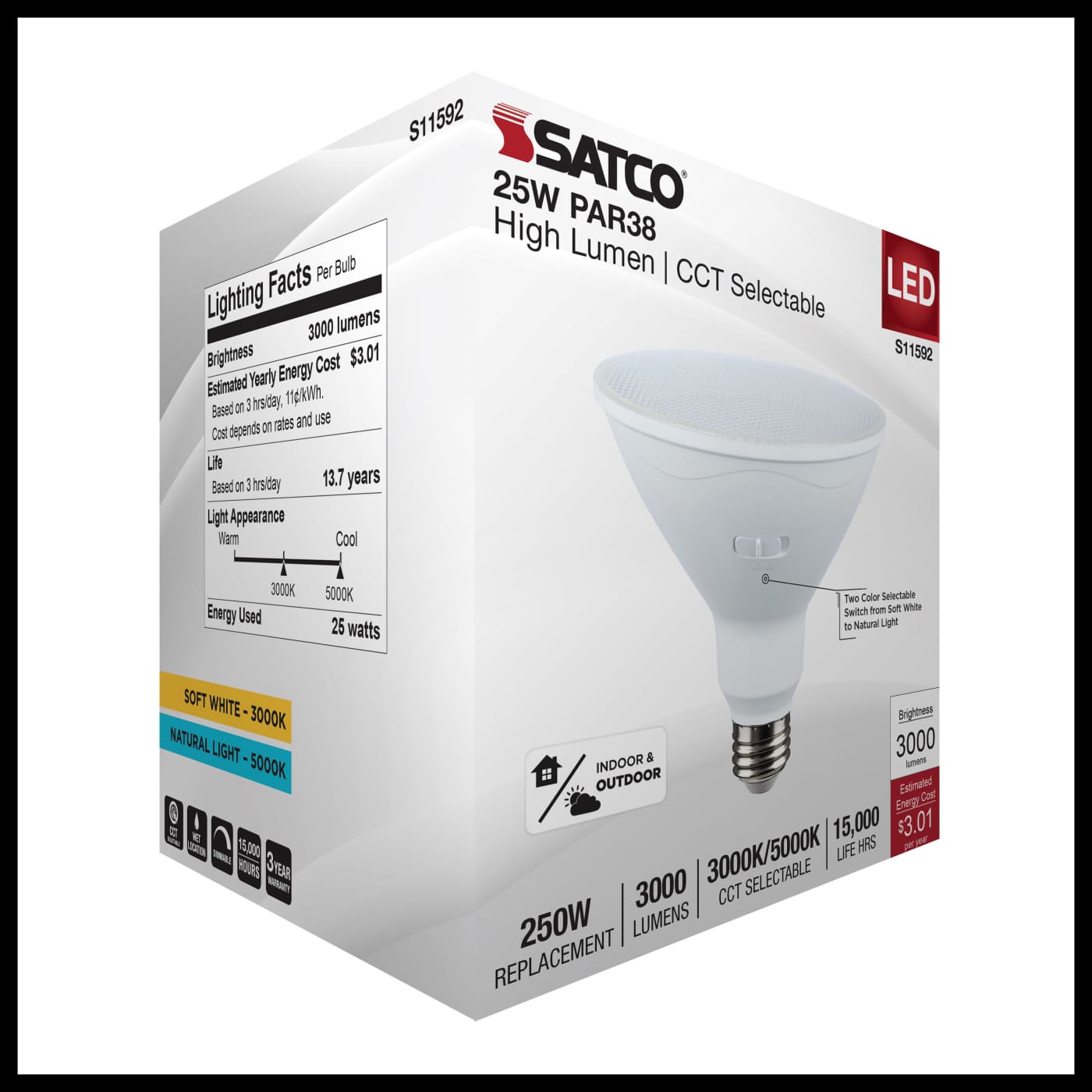 25PAR38/LED/2CCT/FL40/120V - S11592