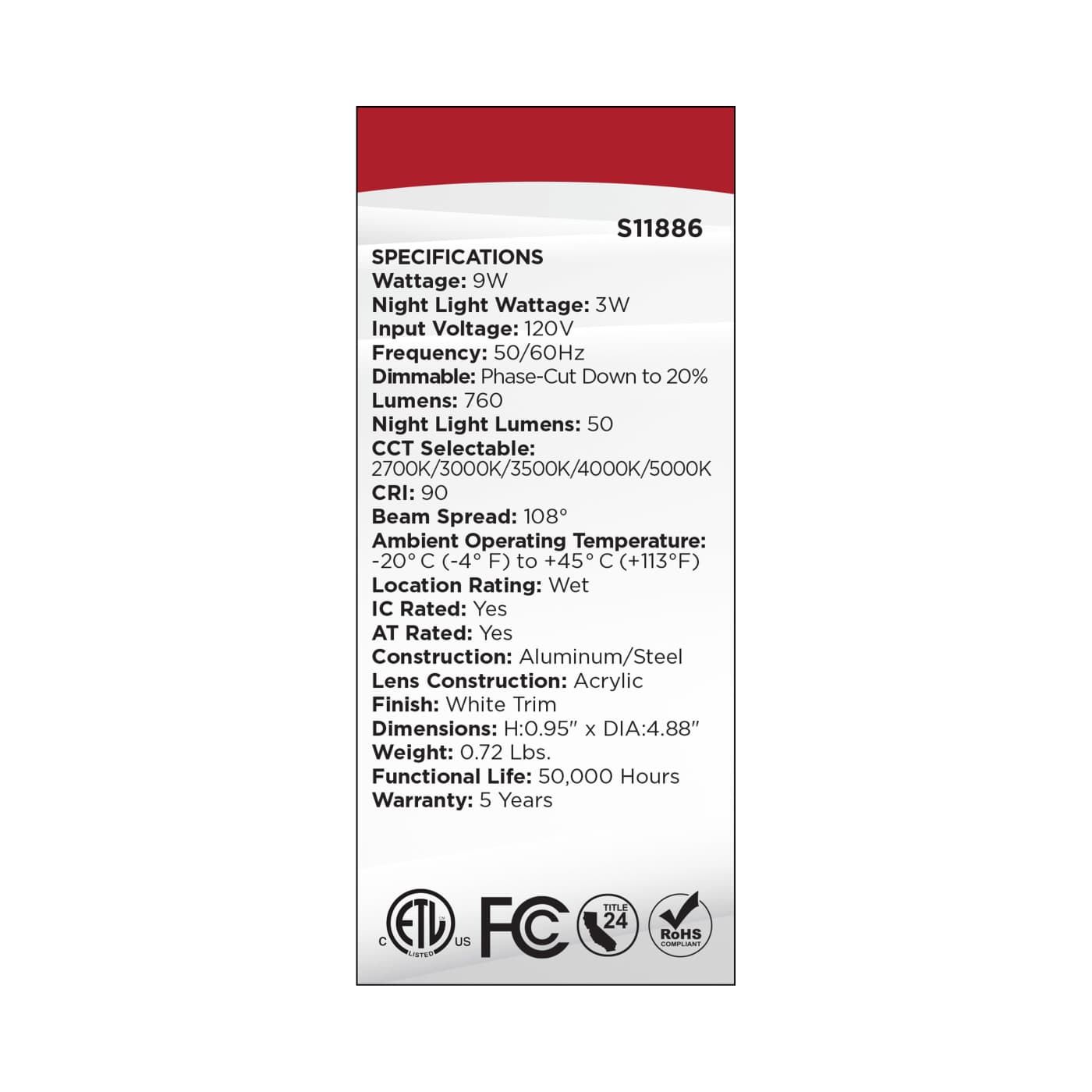 9WLED/DW/4/CCT-SEL/RND/RD/NL - S11886