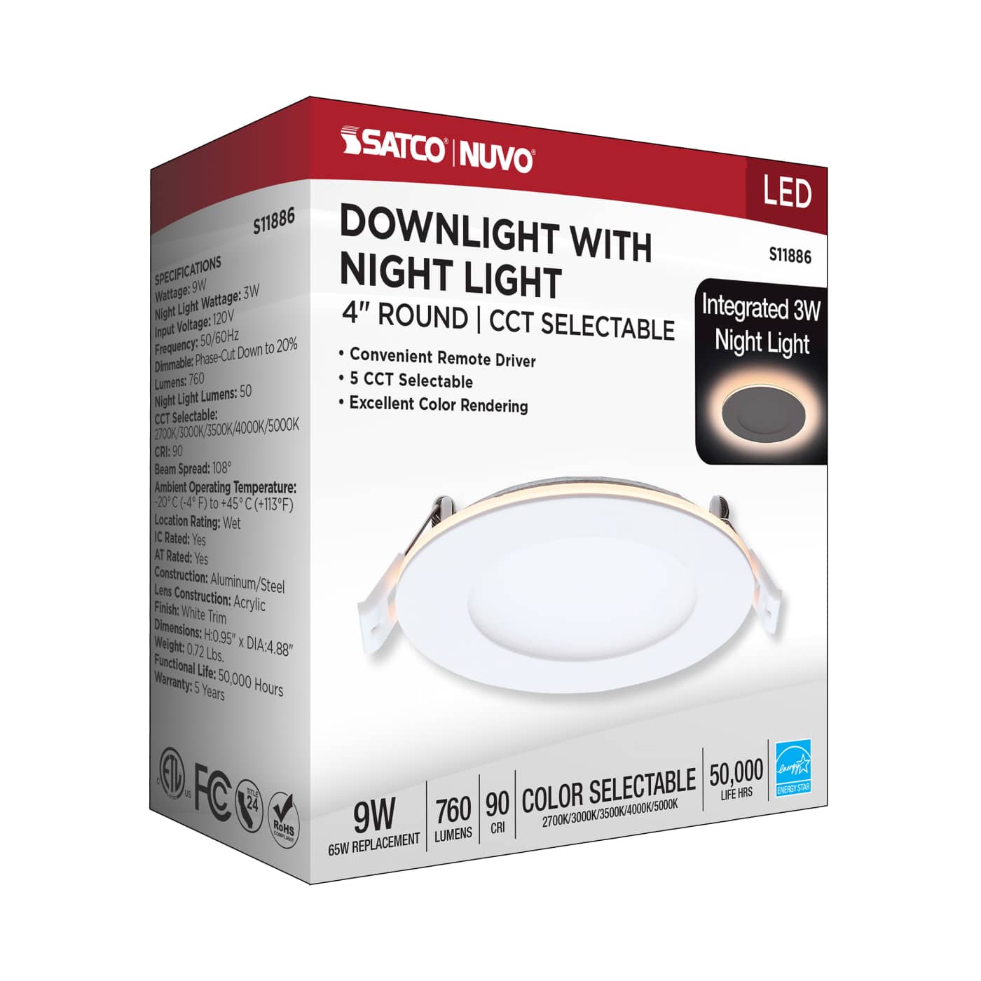 9WLED/DW/4/CCT-SEL/RND/RD/NL - S11886
