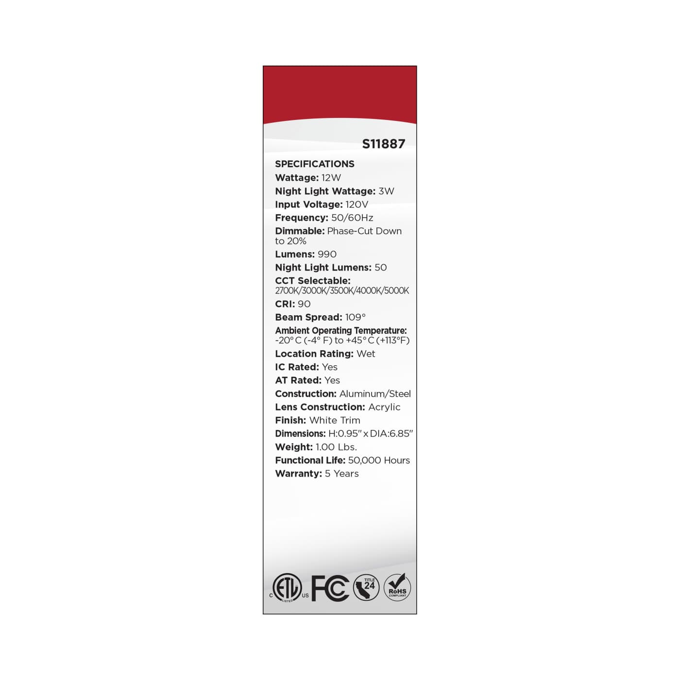 12WLED/DW/6/CCT-SEL/RND/RD/NL - S11887