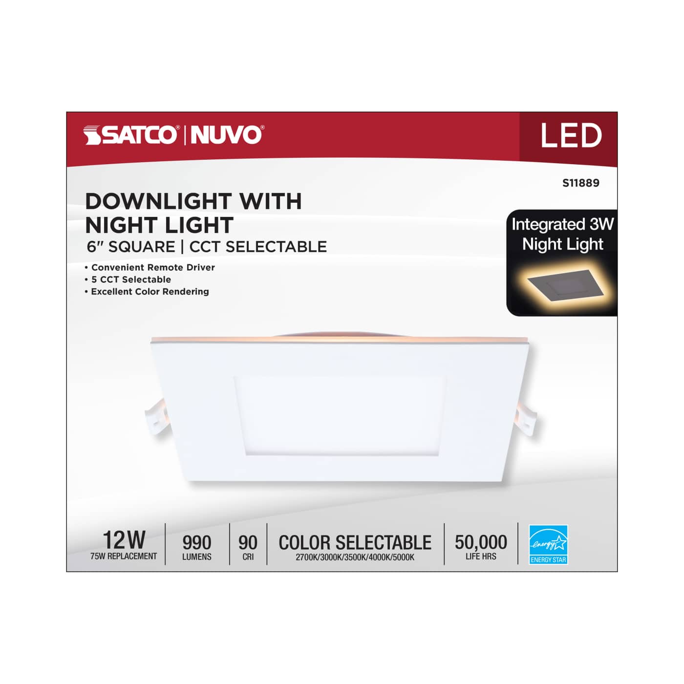 12WLED/DW/6/CCT-SEL/SQ/RD/NL - S11889