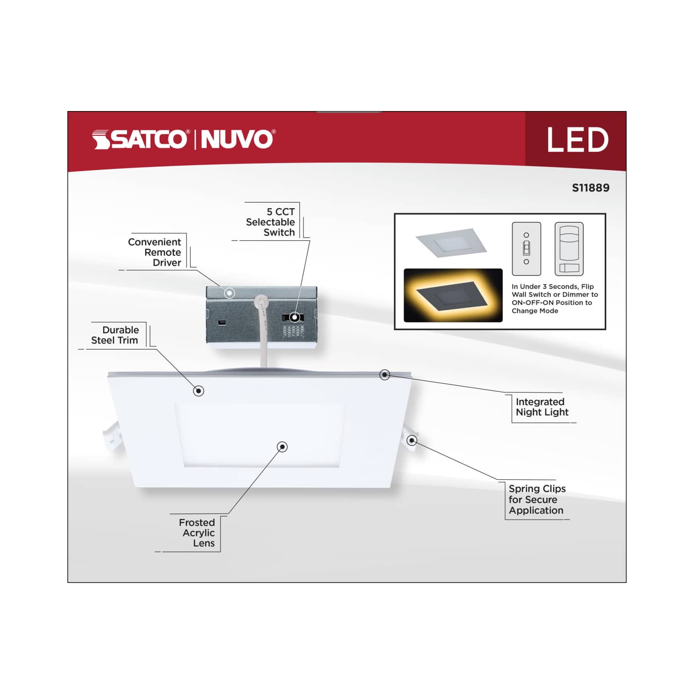 12WLED/DW/6/CCT-SEL/SQ/RD/NL - S11889