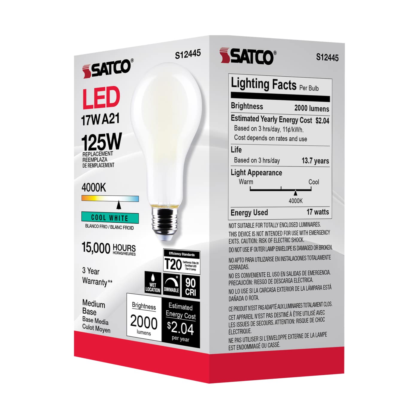 17A21/FR/LED/E26/940/120V - S12445