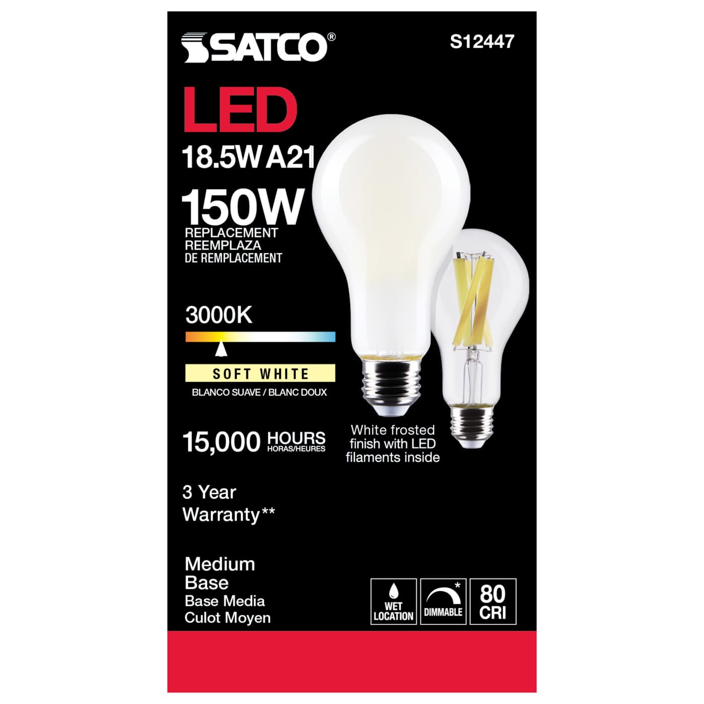 18.5A21/FR/LED/E26/830/120V - S12447