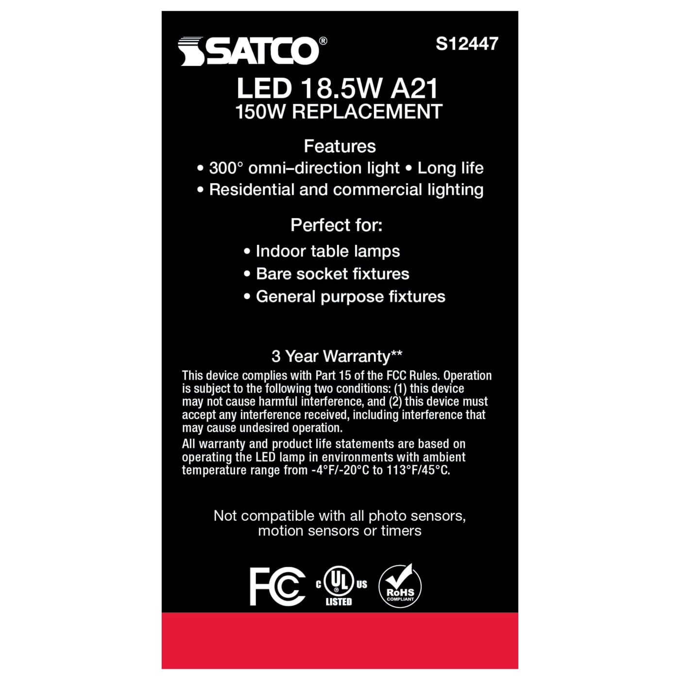 18.5A21/FR/LED/E26/830/120V - S12447