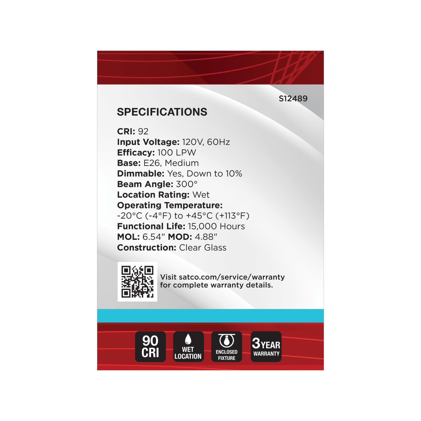 8G40/CL/LED/E26/950/120V - S12489