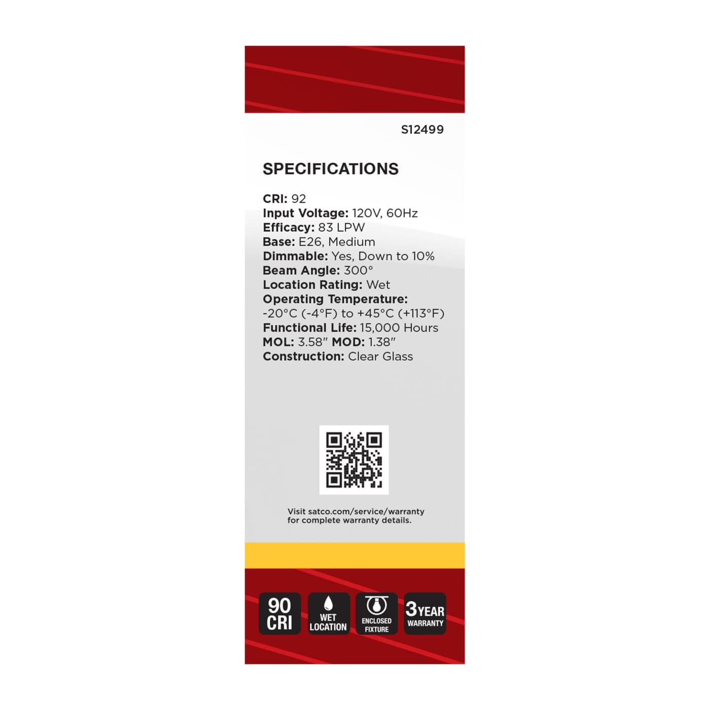 3B11/LED/930/CL/120V/E26 - S12499