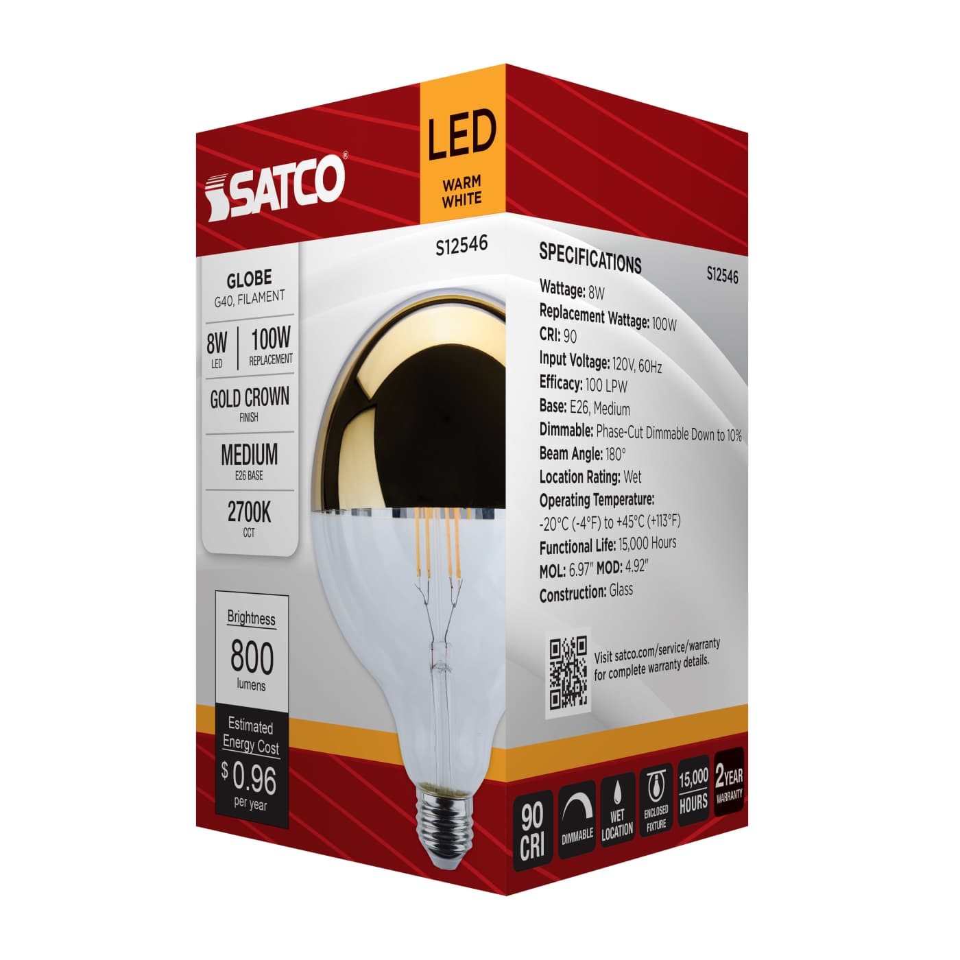 8G40/GOLD/LED/927/120V - S12546