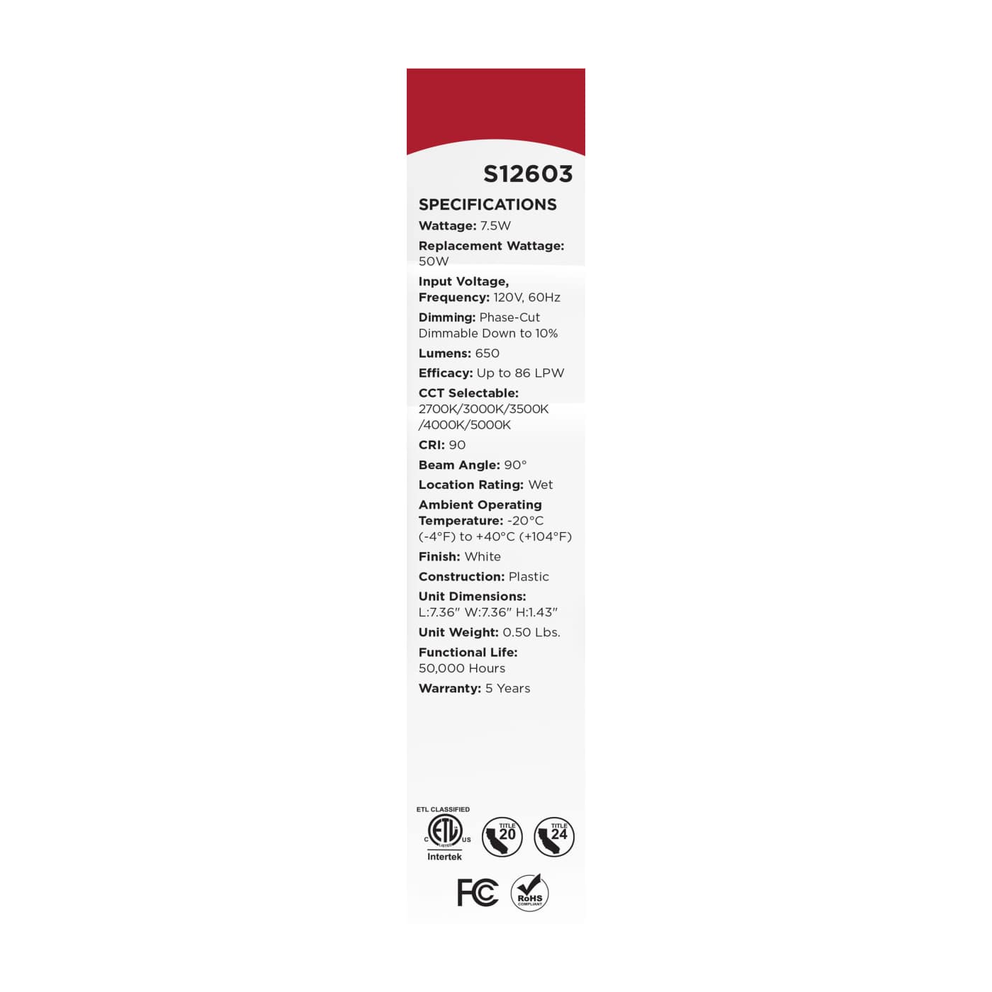 8WLED/DLR/5-6/5CCT/E/SQ/WH - S12603