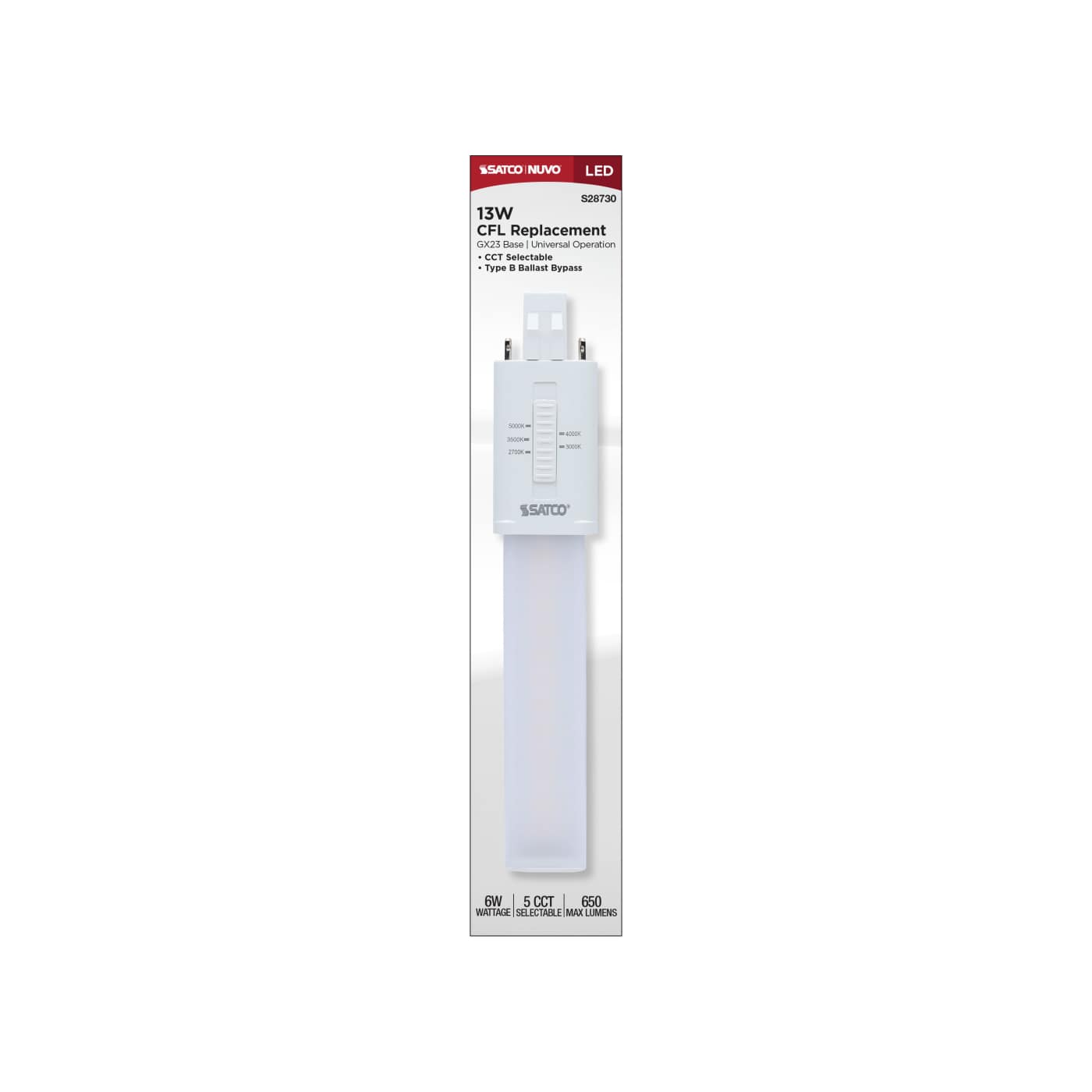 6W/LED/CFL/5CCT/GX23/BP - S28730
