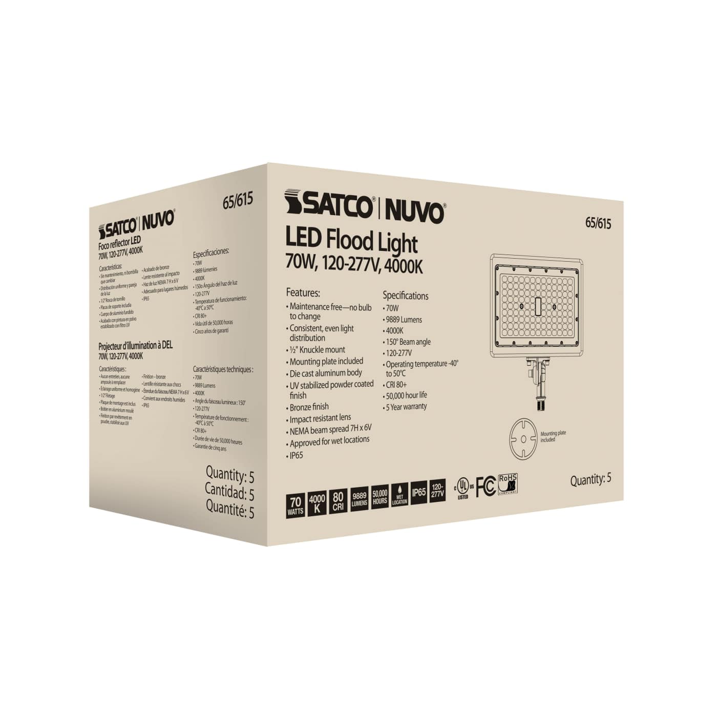 LED FLOOD 70W 4000K - 65-615