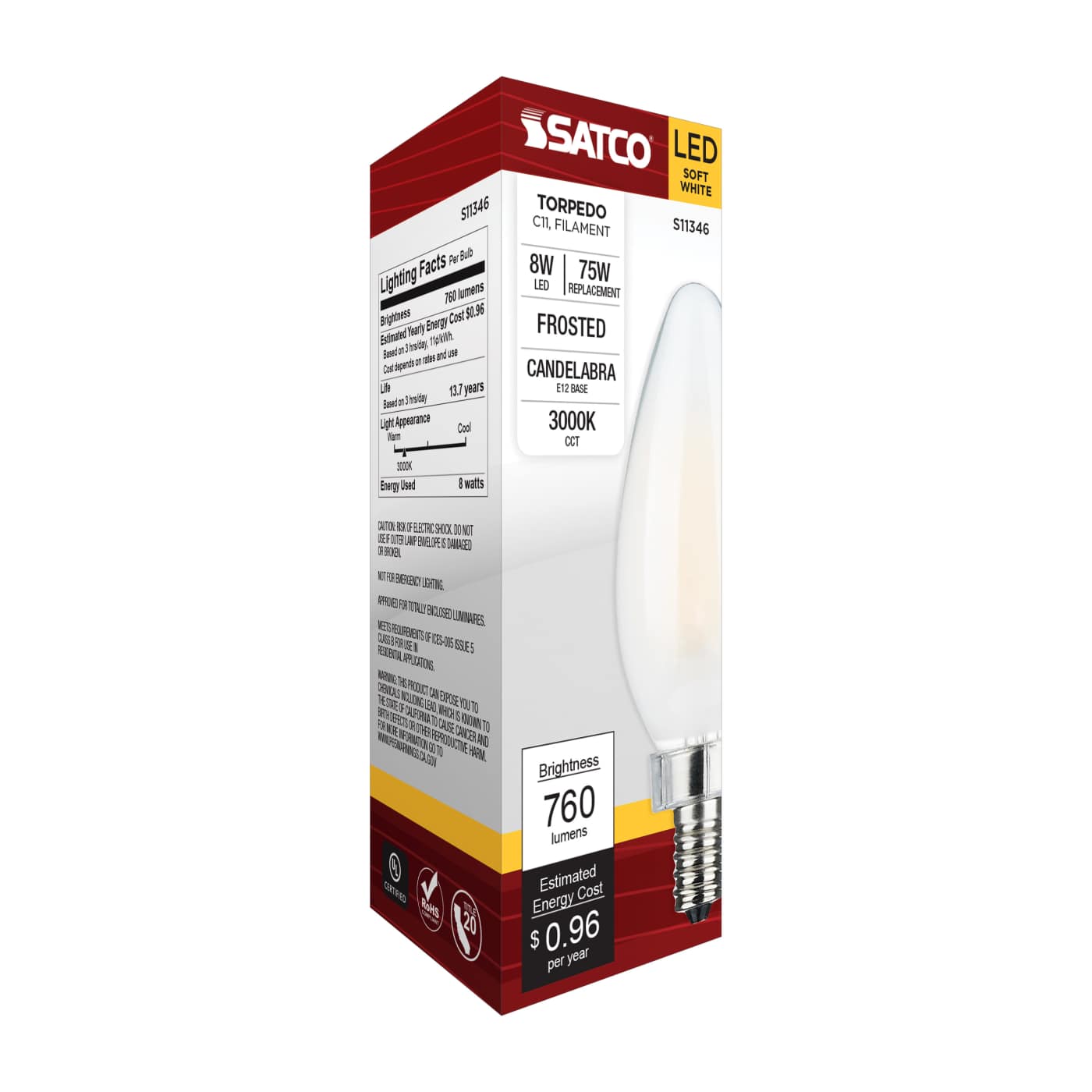 8W/CTF/LED/930/120V/E12 - S11346