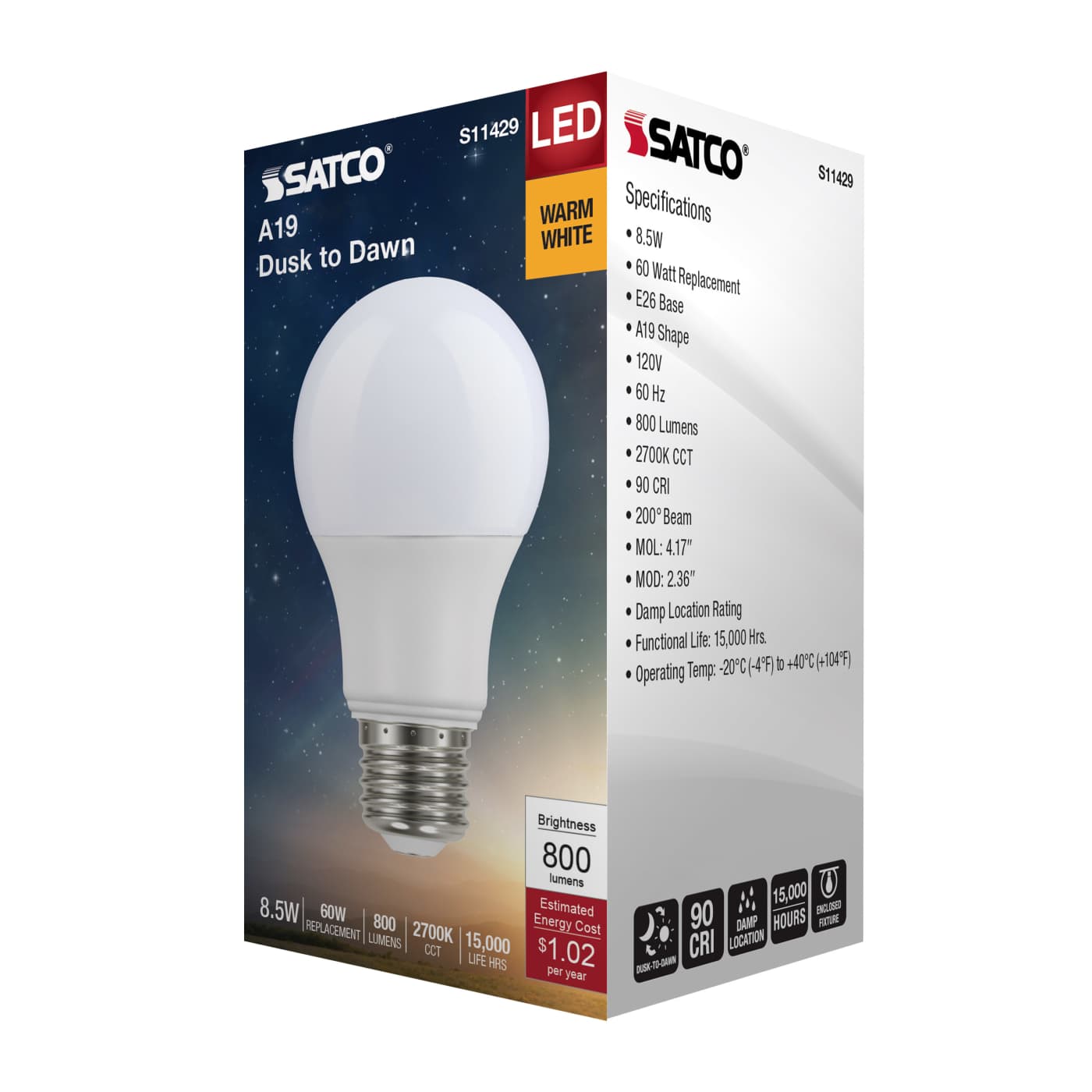 8.5A19/DUSK/DAWN/LED/927 - S11429