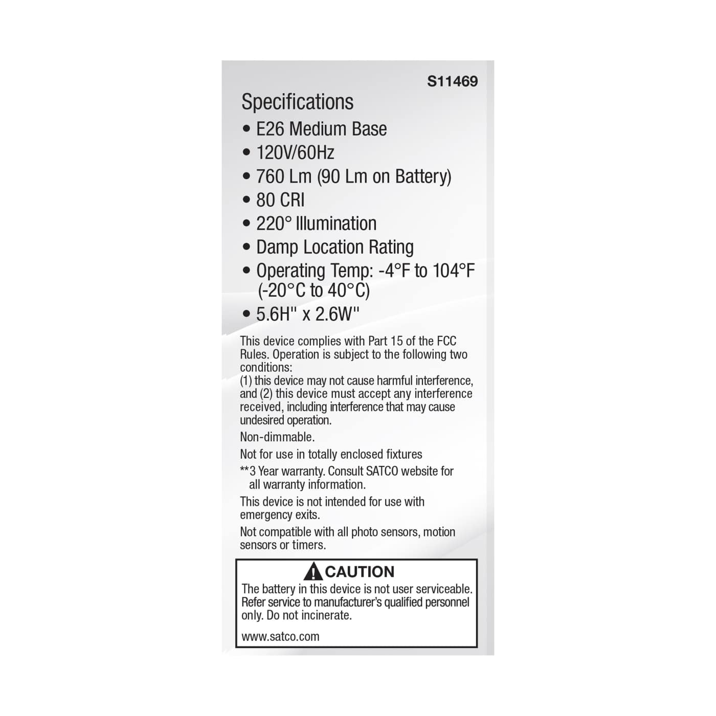 8A21/BATTERY BU/LED/850 - S11469
