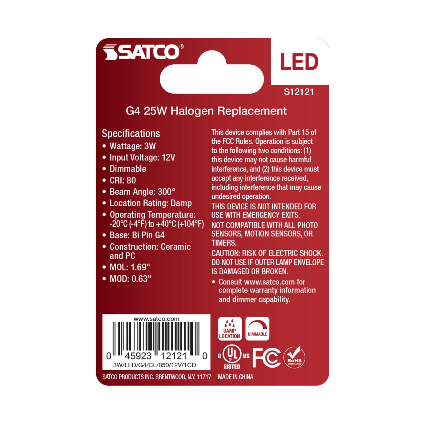3W/LED/G4/CL/850/12V/1CD - S12121