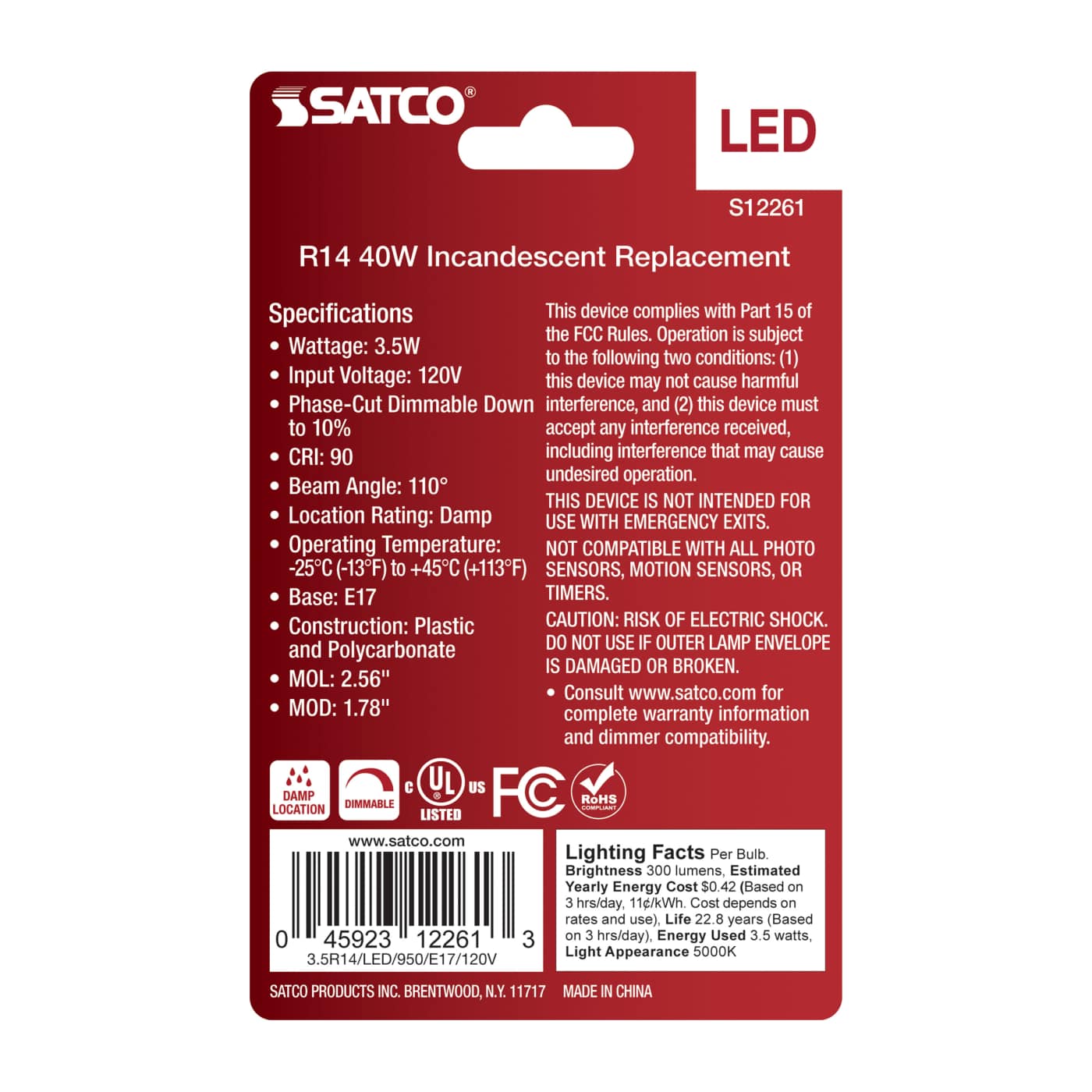 3.5R14/LED/950/E17/120V - S12261