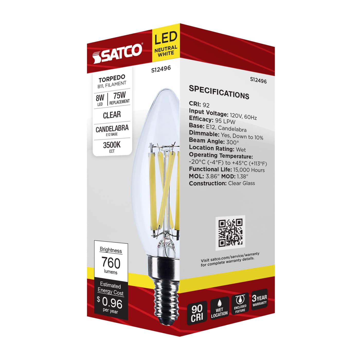 8W/CTC/LED/935/120V/E12 - S12496