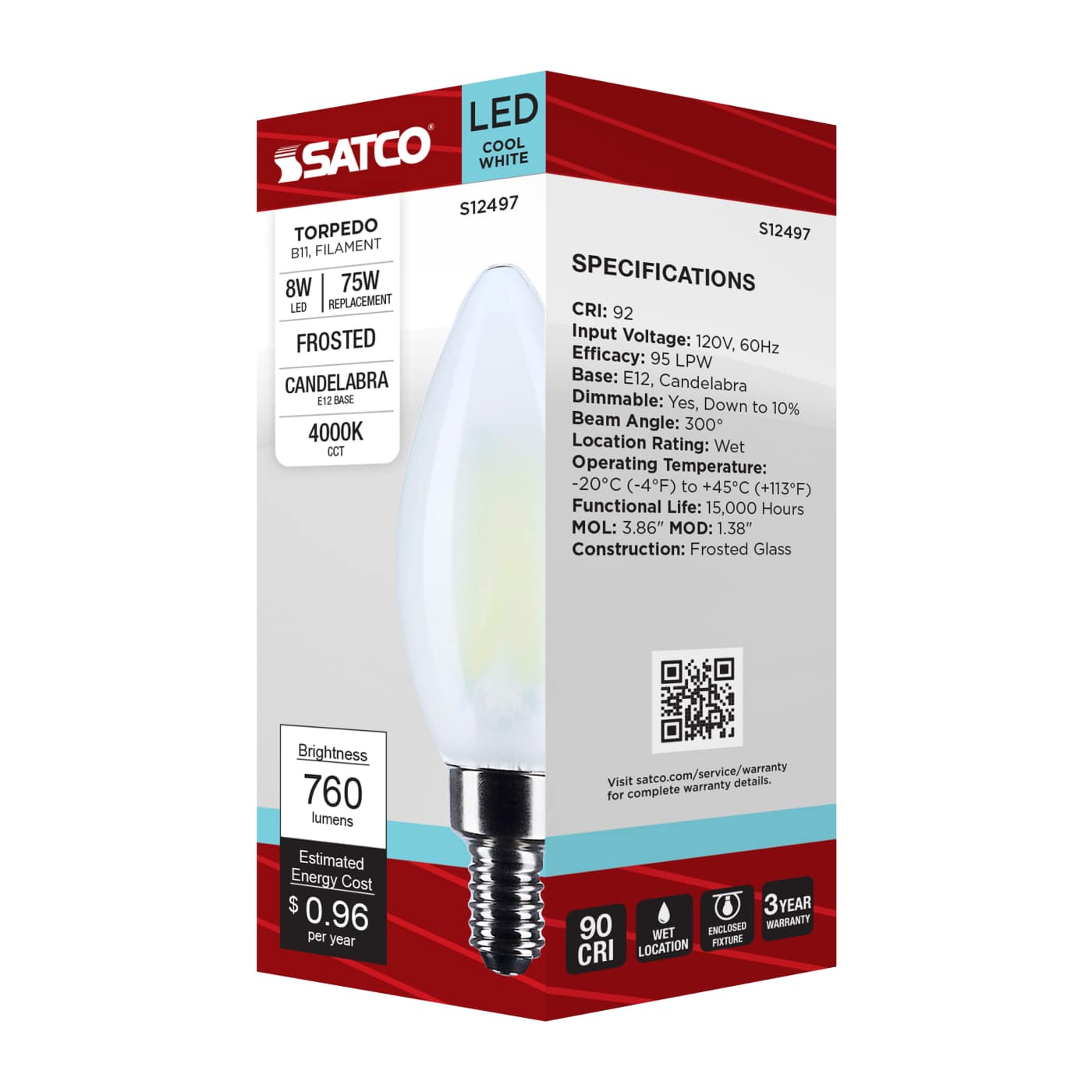 8W/CTF/LED/940/120V/E12 - S12497