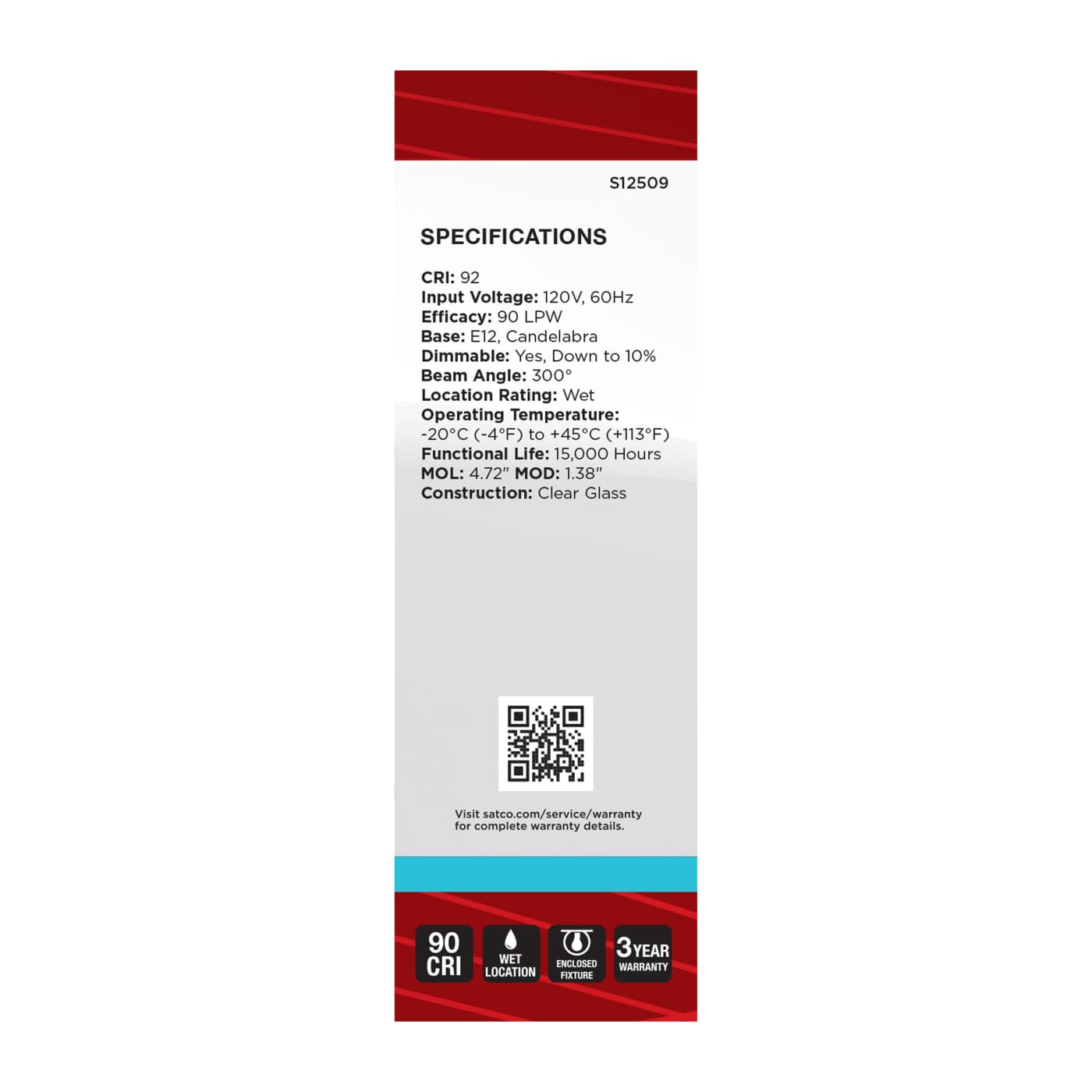 5.5CA10/LED/950/CL/120V/E12 - S12509
