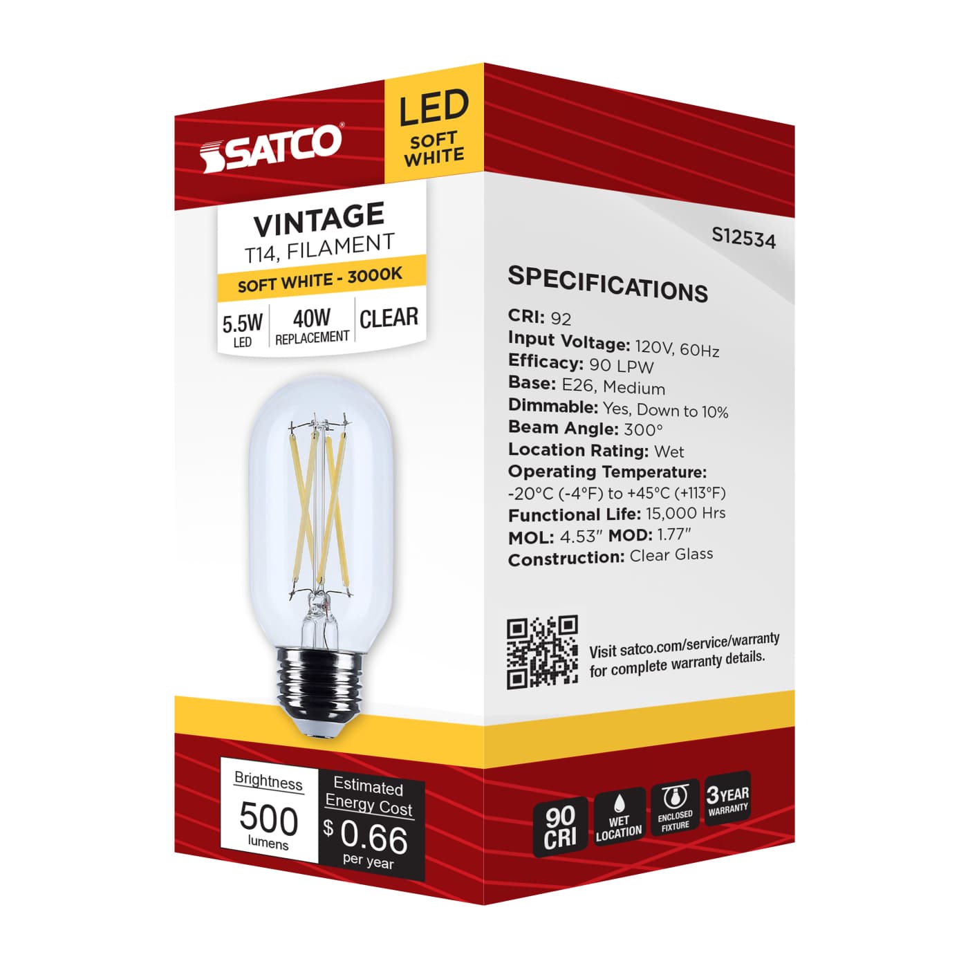 5.5T14/LED/CL/930/120V/E26 - S12534