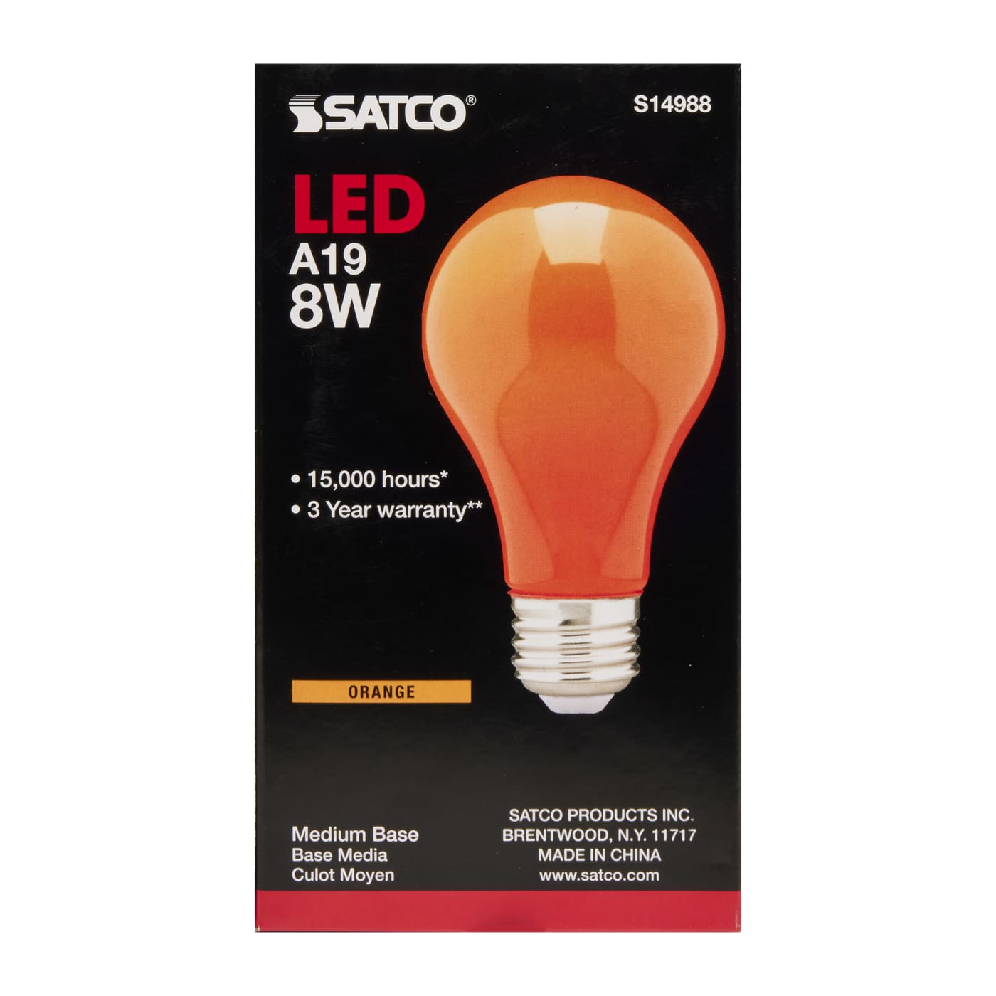 8A19/ORANGE/LED/E26/120V - S14988