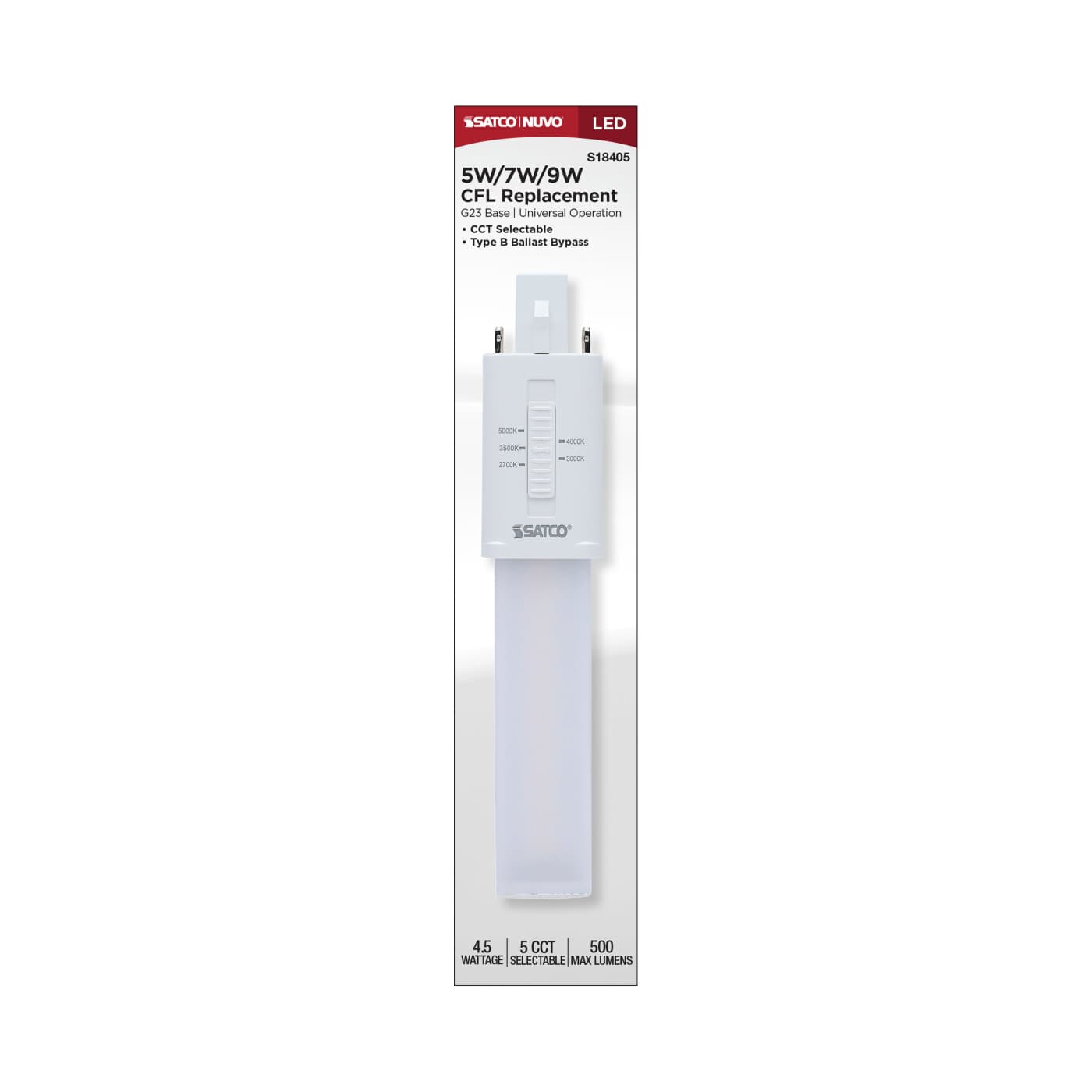 4.5W/LED/CFL/5CCT/G23/BP - S18405