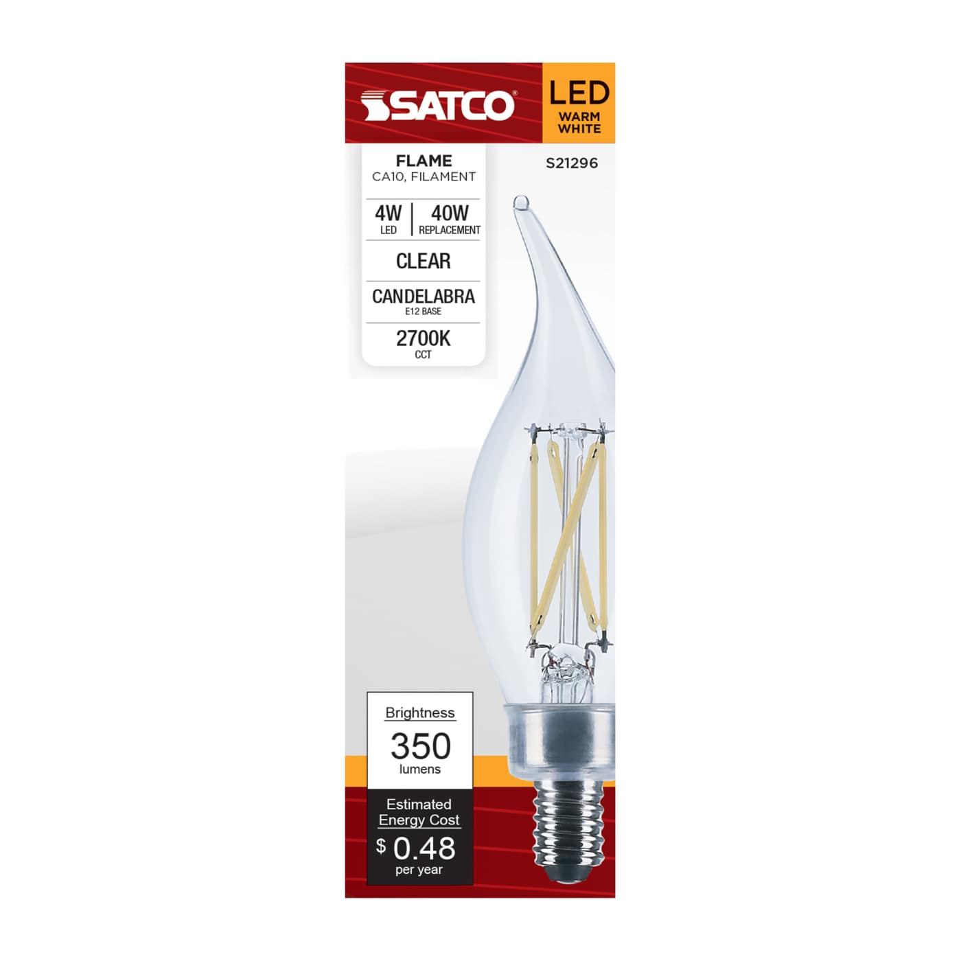 4CA10/LED/927/CL/120V/E12 - S21296