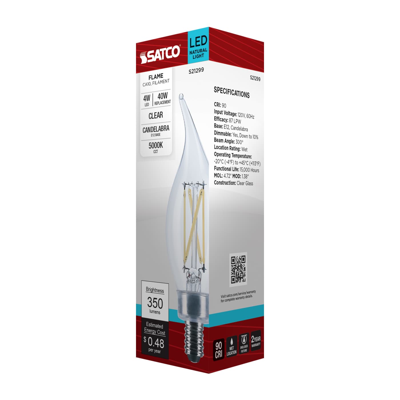 4CA10/LED/950/CL/120V/E12 - S21299