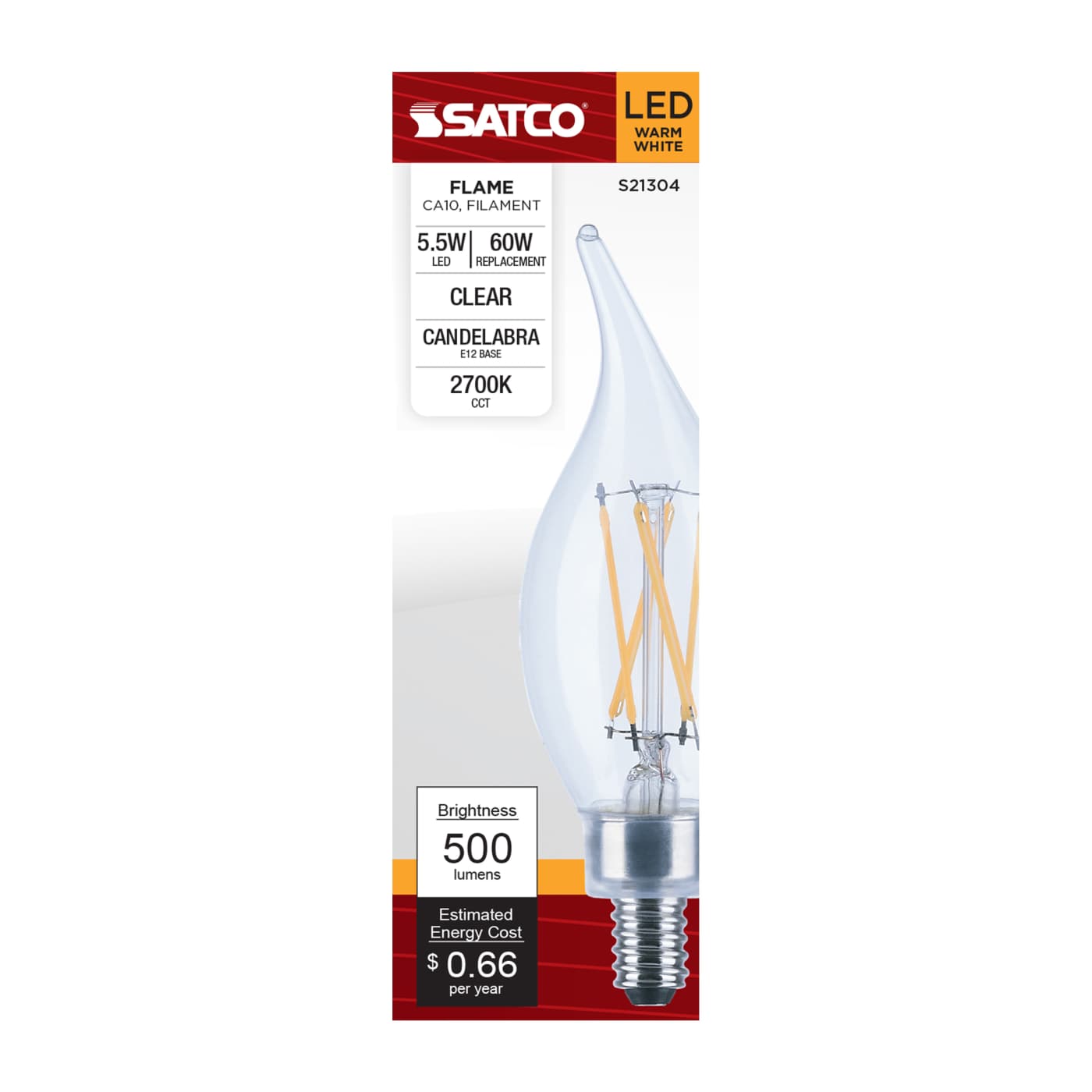 5.5CA10/LED/927/CL/120V/E12 - S21304
