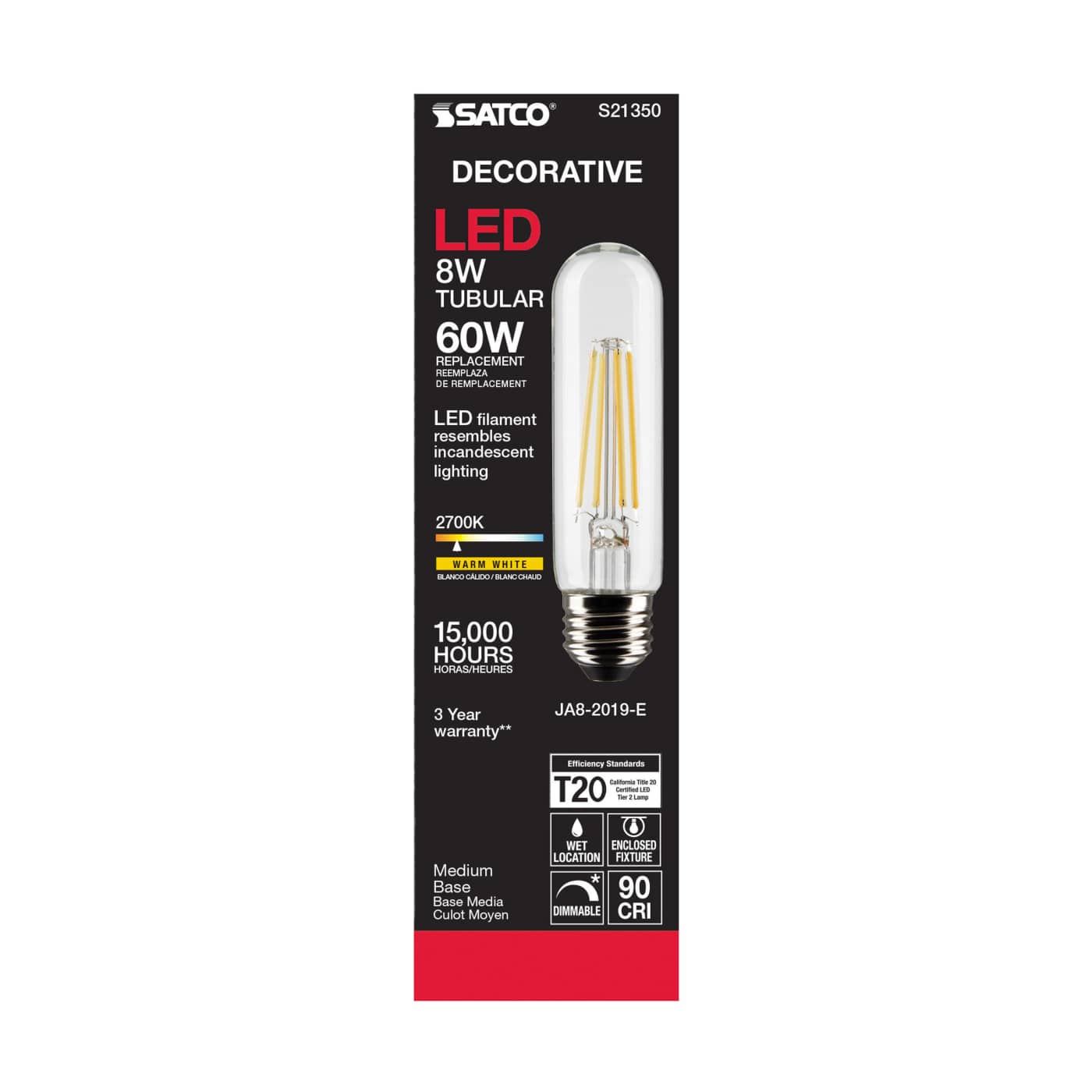 8T10/LED/CL/927/120V/E26 - S21350