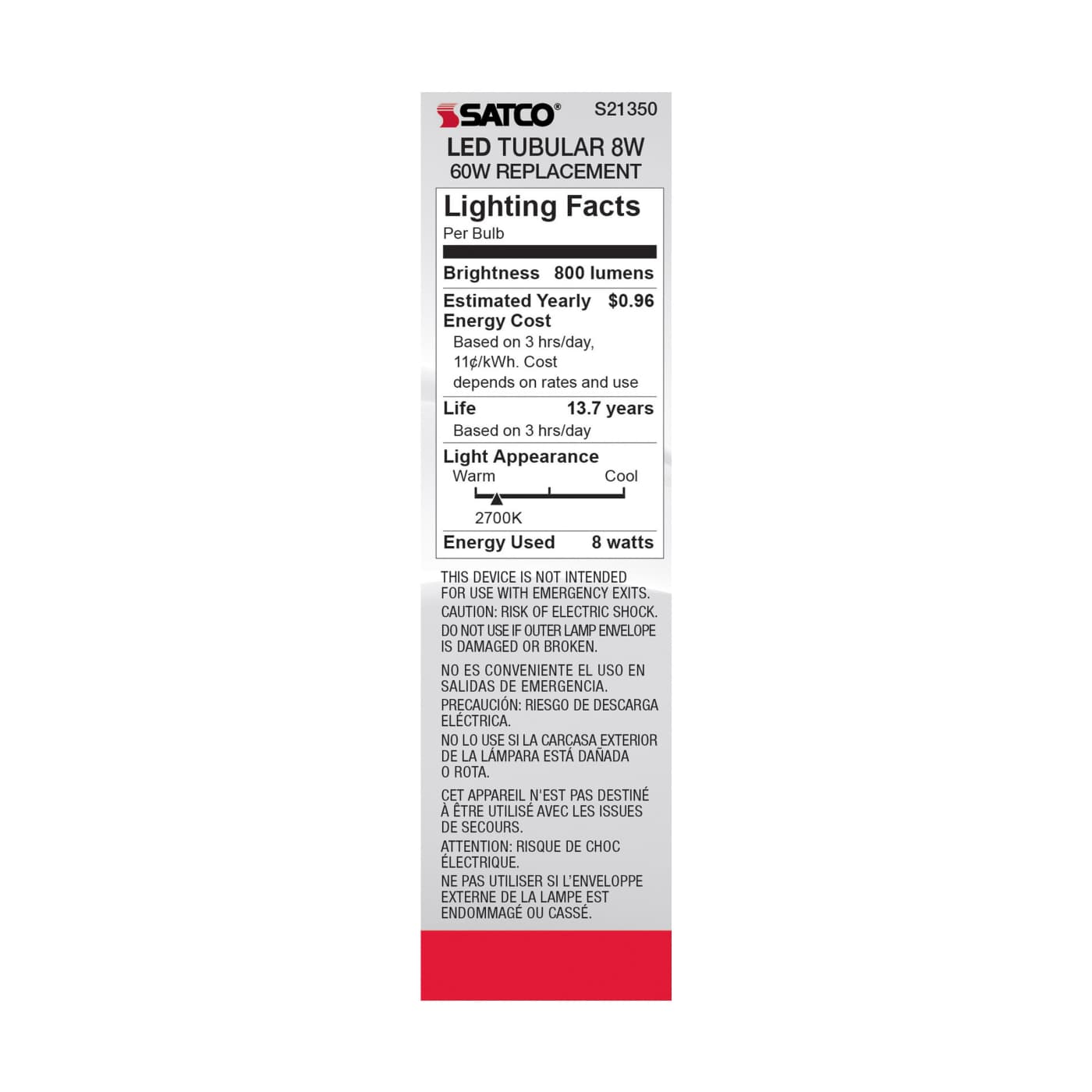 8T10/LED/CL/927/120V/E26 - S21350